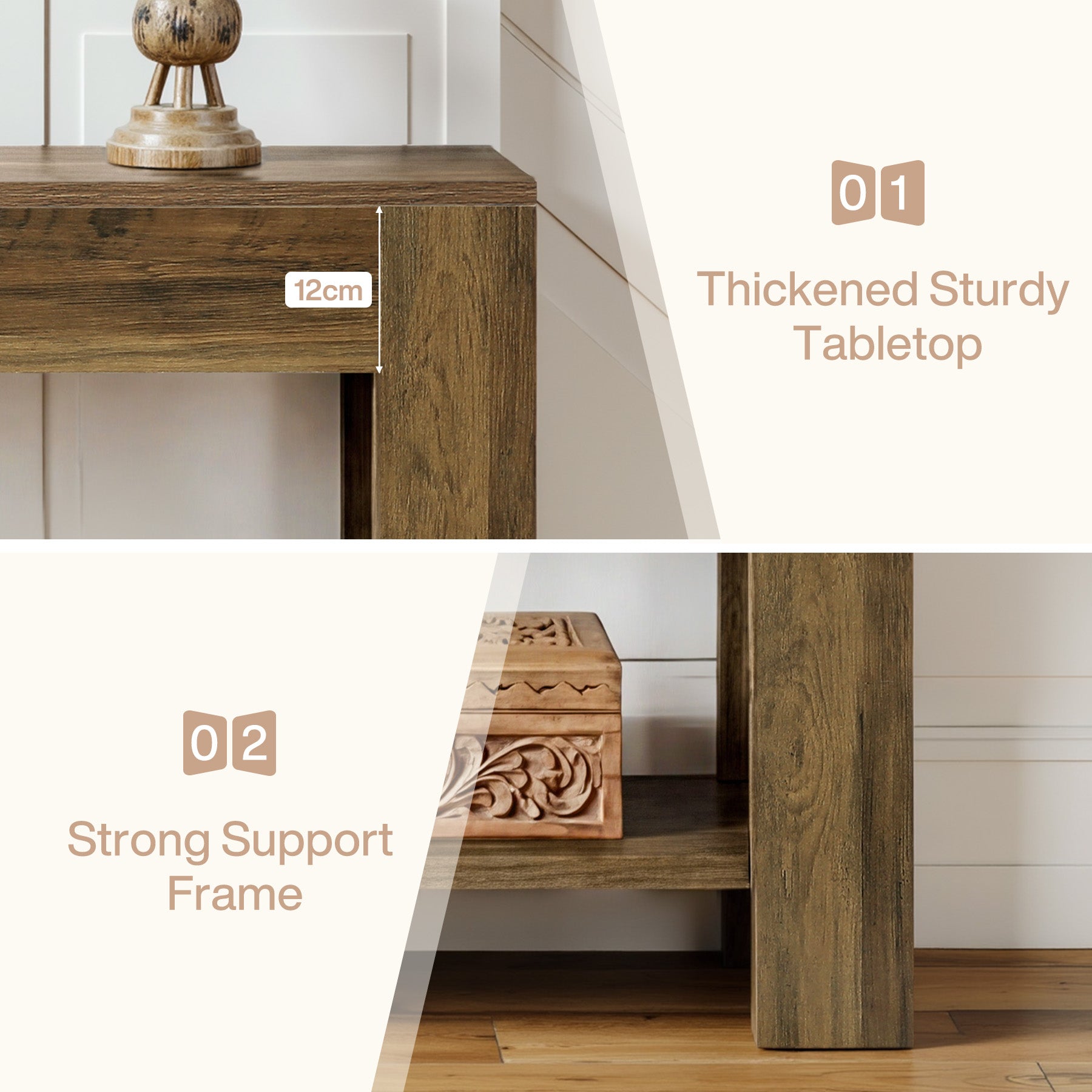 Tribesigns Schmaler Konsolentisch 105 cm, 2-stufiger Flurtisch im Landhausstil mit Ablage