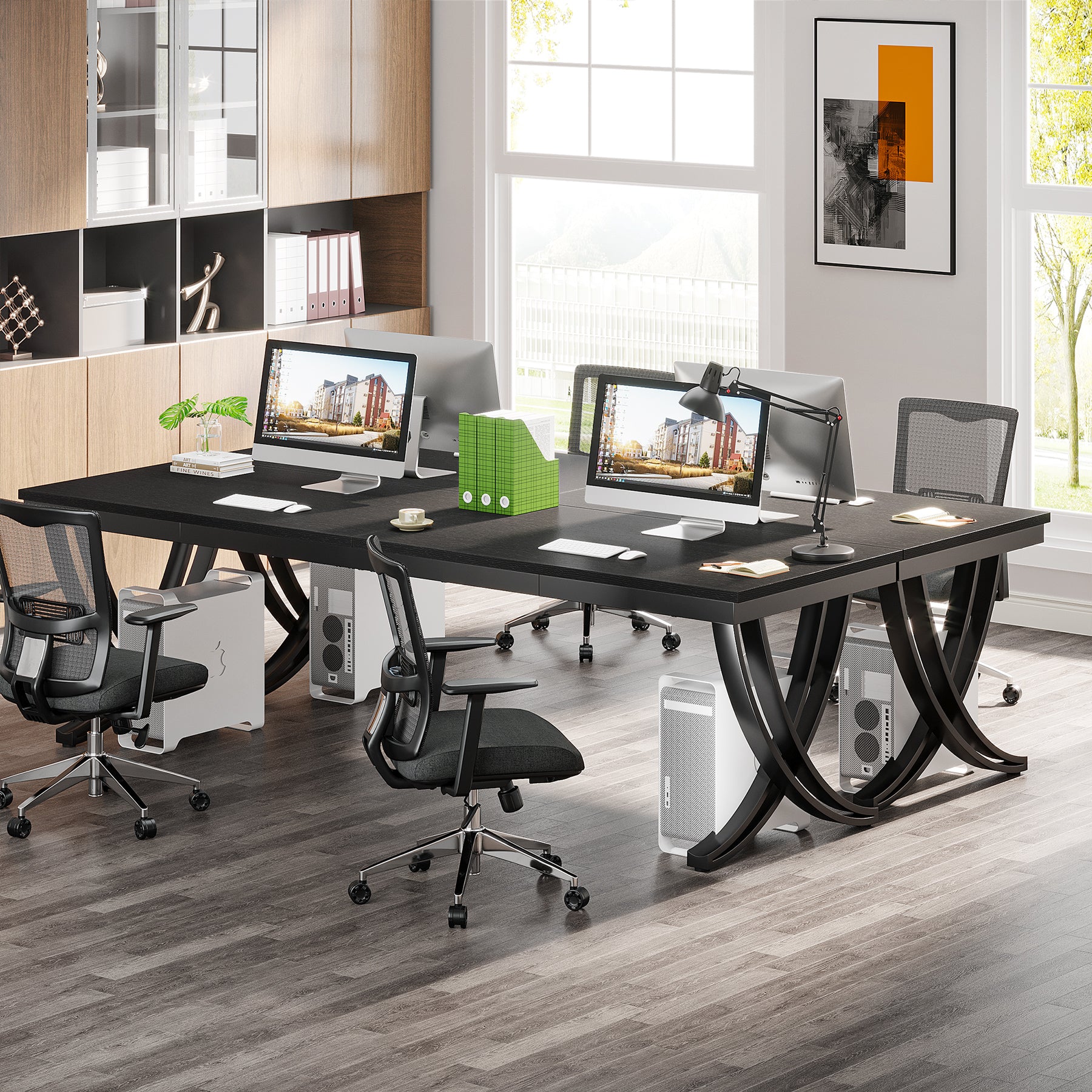 200 cm Doppelter Langer Schreibtisch, Schreibtisch, Computertisch, für Home Office