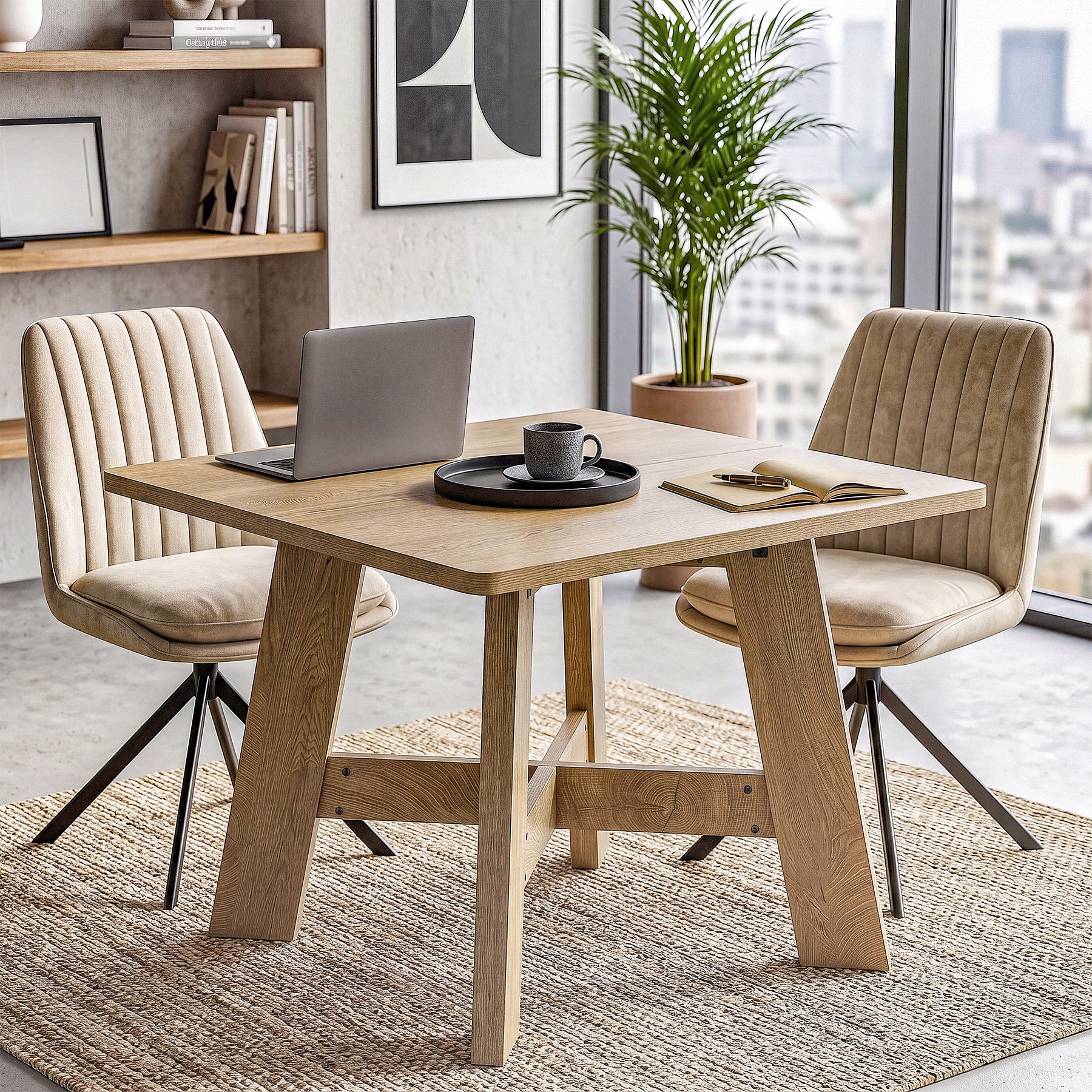 Tribesigns Quadratischer Esstisch 100x100 cm für 4–6 Personen, Platzsparender Küchentisch mit Sockelfuß