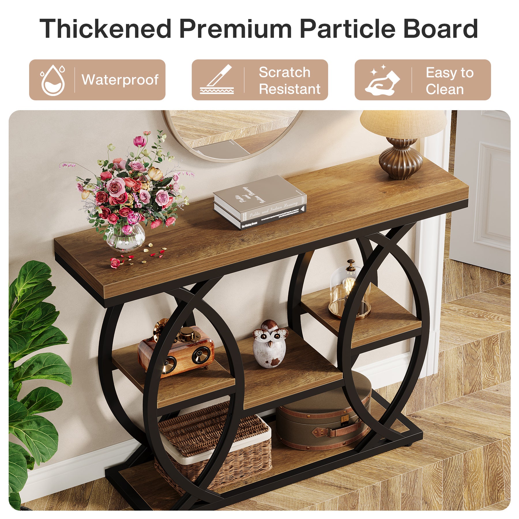 100cm Konsolentisch, 4-stufiger Sofatisch, Eingangstisch mit Ablageflächen