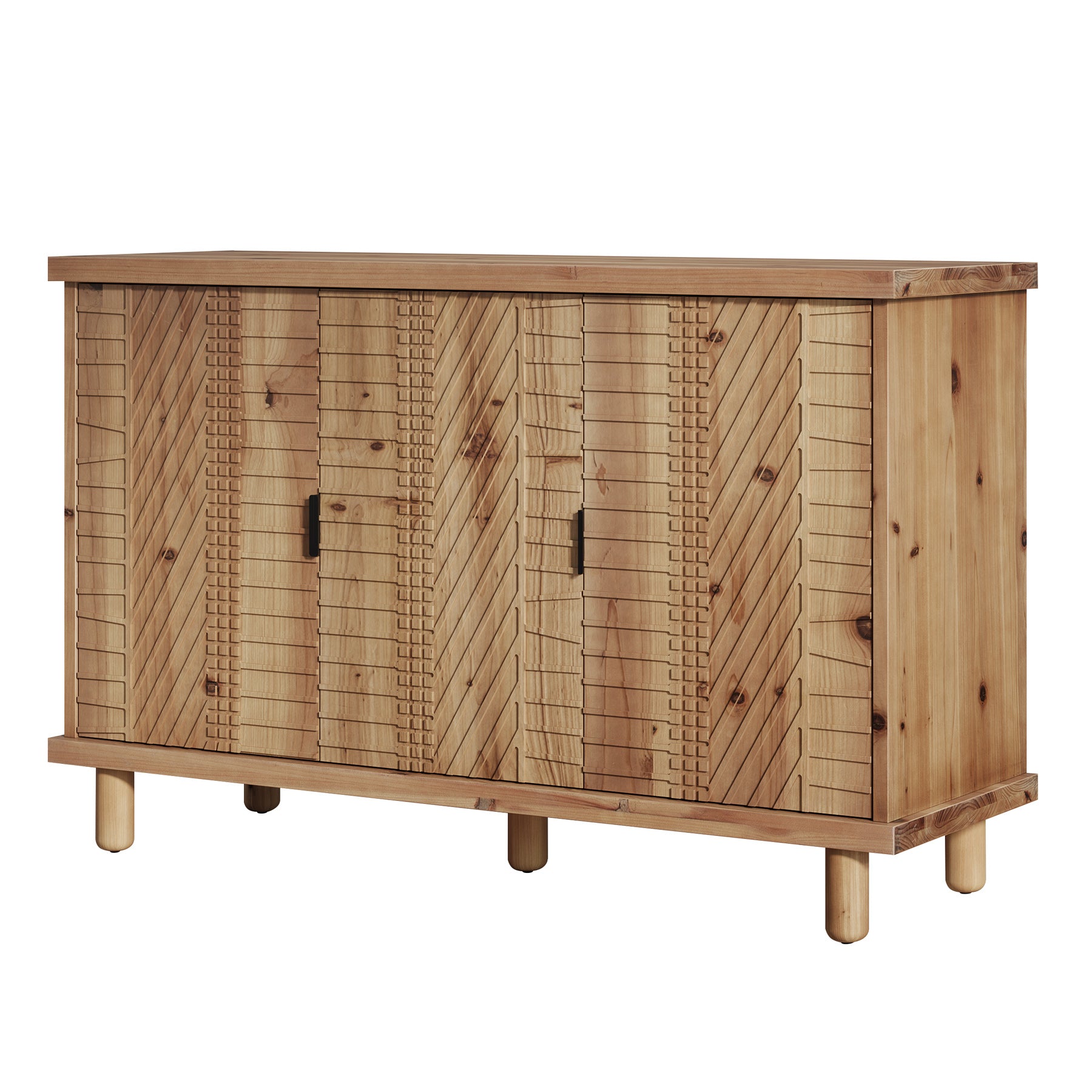 Tribesigns Massivholz Sideboard mit Stauraum, Buffetschrank im Landhausstil mit 3 Türen & 2 verstellbaren Einlegeböden