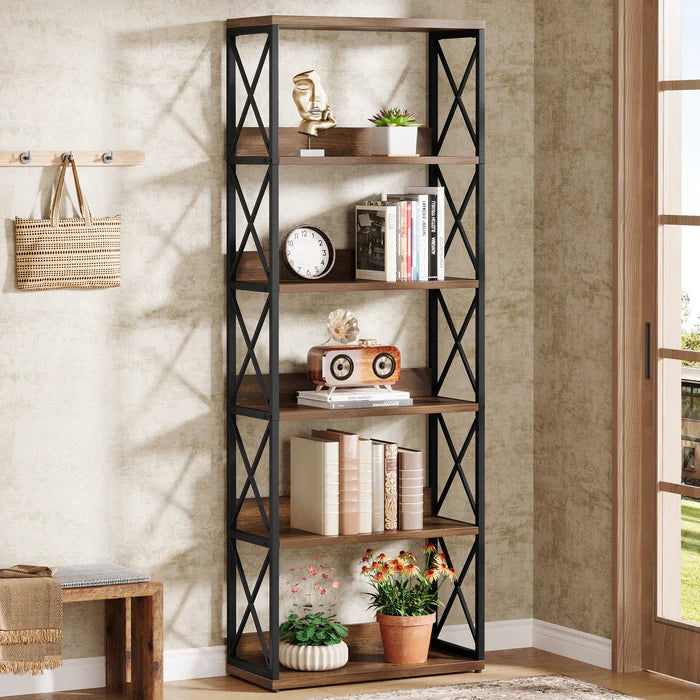 177.5 CM Standbücherregal, 6-stöckiges Etagere-Bücherregal mit offenen Regalen