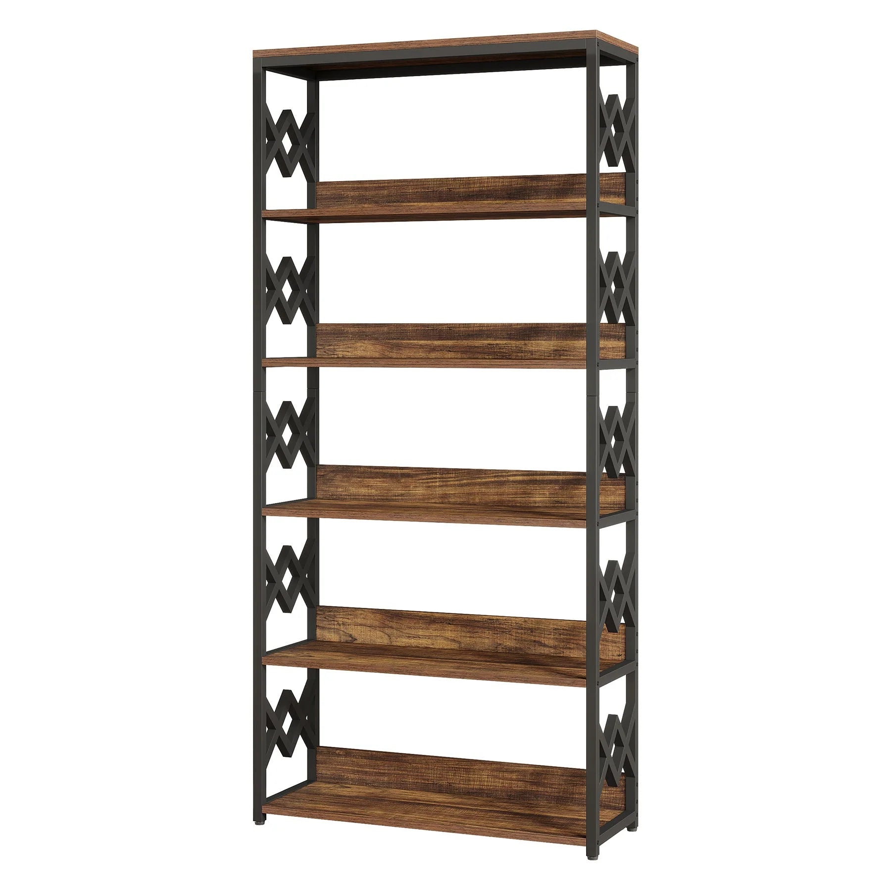 80 cm Bücherregal, 6-stufiges Vintage-Bücherregal mit offenen Regalen