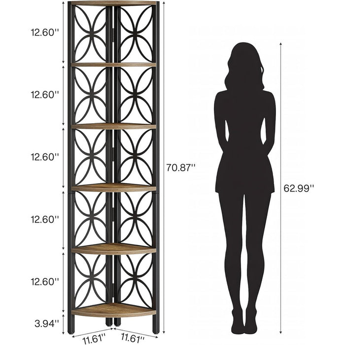 180 cm hohes 6-etagiges Eckregal im Industriestil für Wohnzimmer & mehr