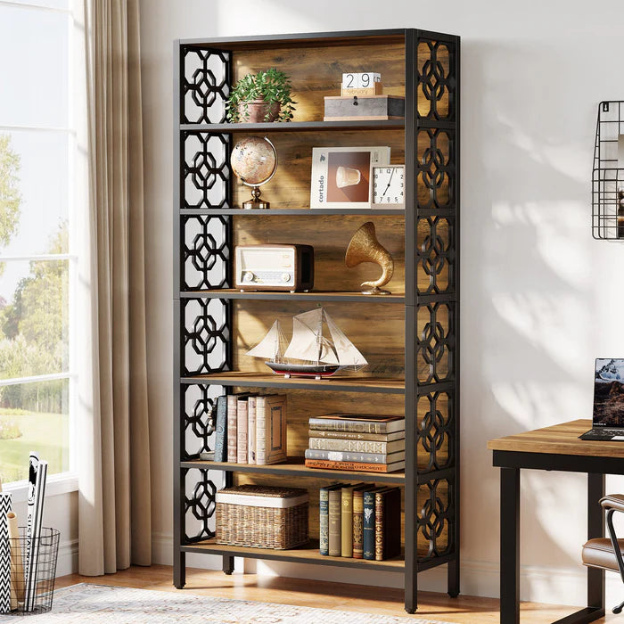 181 cm Bücherregal, 7-stöckiges Eck-Bücherregal, Eck-Aufbewahrungs-Organizer