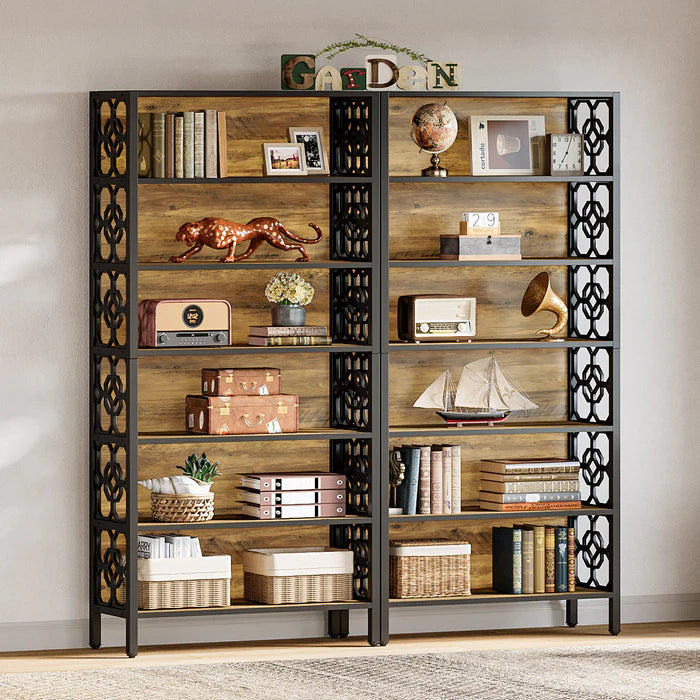 181 cm Bücherregal, 7-stöckiges Eck-Bücherregal, Eck-Aufbewahrungs-Organizer