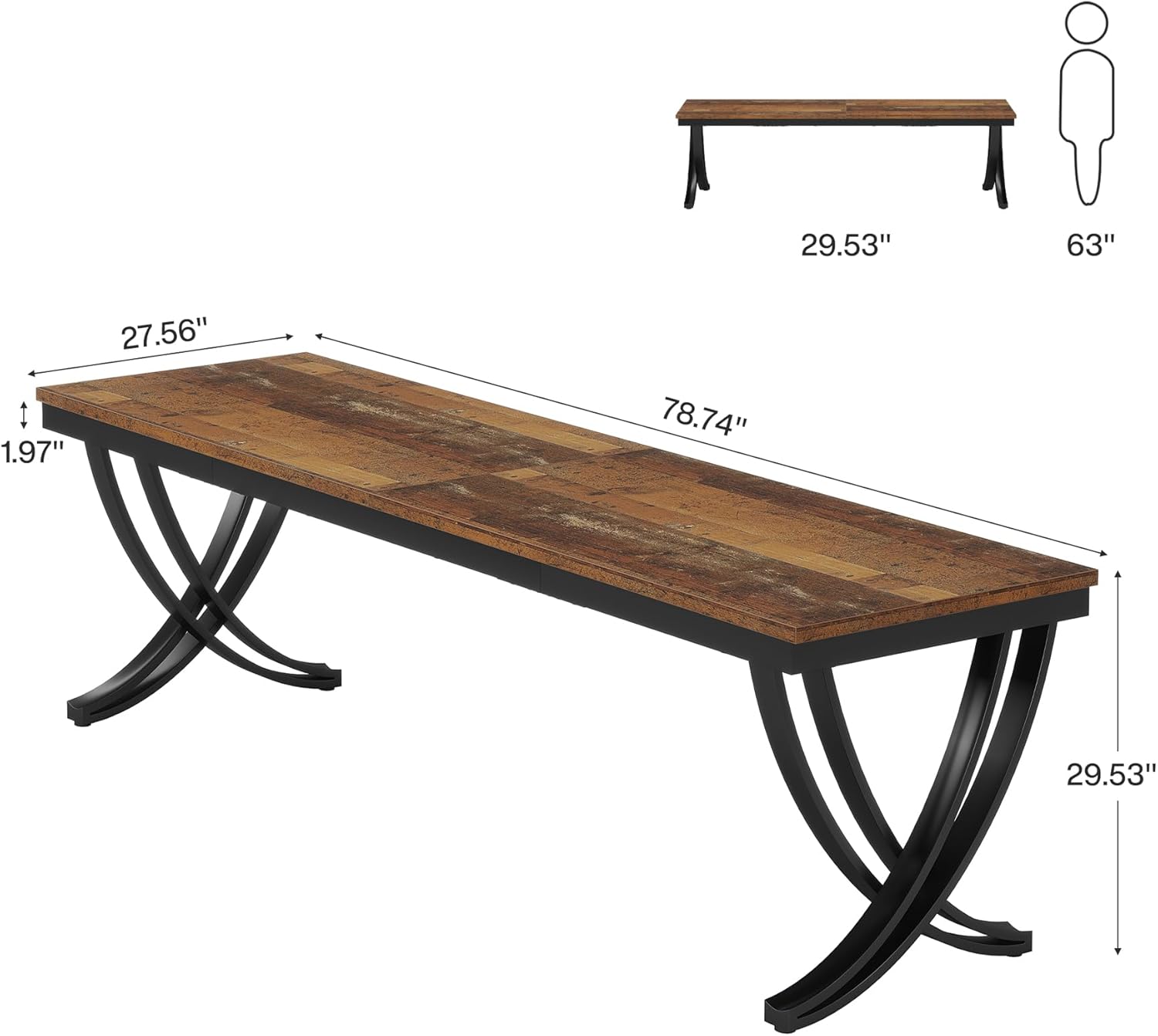 200 cm Doppelter Langer Schreibtisch, Schreibtisch, Computertisch, für Home Office