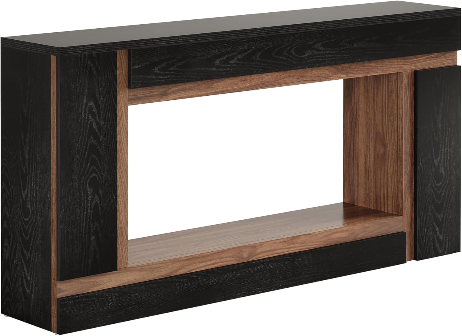 160 cm langer schwarz-brauner Konsolentisch, Geometrischer Kontrolltisch im modernen Design