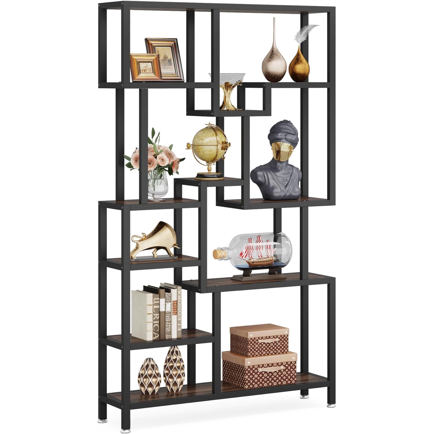 7-stöckiges Bücherregal -180cm hoch Holz Bücherregal
