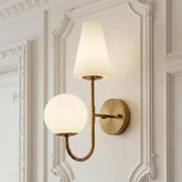 Tribesigns Goldene Wandleuchte Innen – Vintage Wandlampe mit Milchglas, 2×E14 inkl. Leuchtmittel, für Schlafzimmer & Flur 3