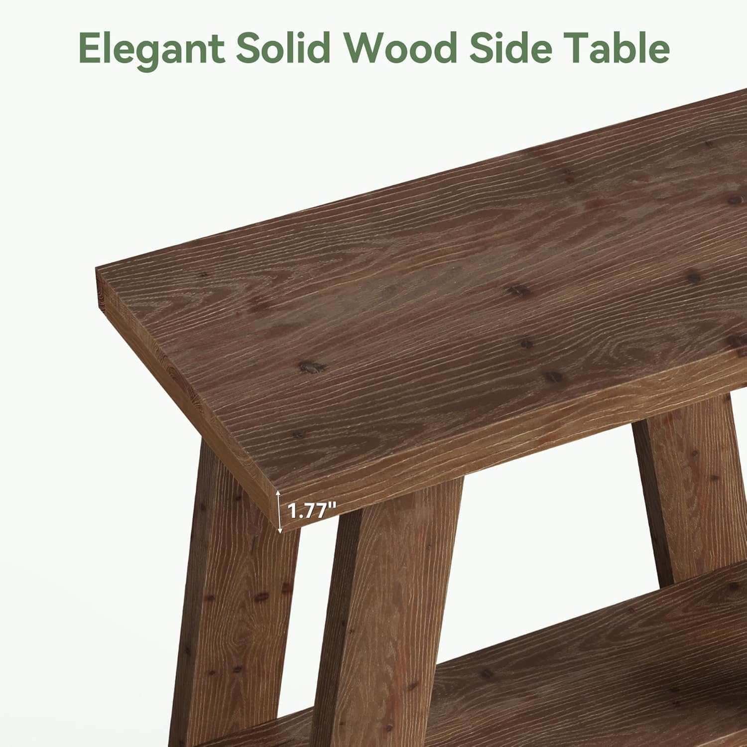 Tribesigns Massivholz Beistelltisch klein, 2-stöckiger Nachttisch Holz, moderner Schlafzimmer Tisch mit Ablage