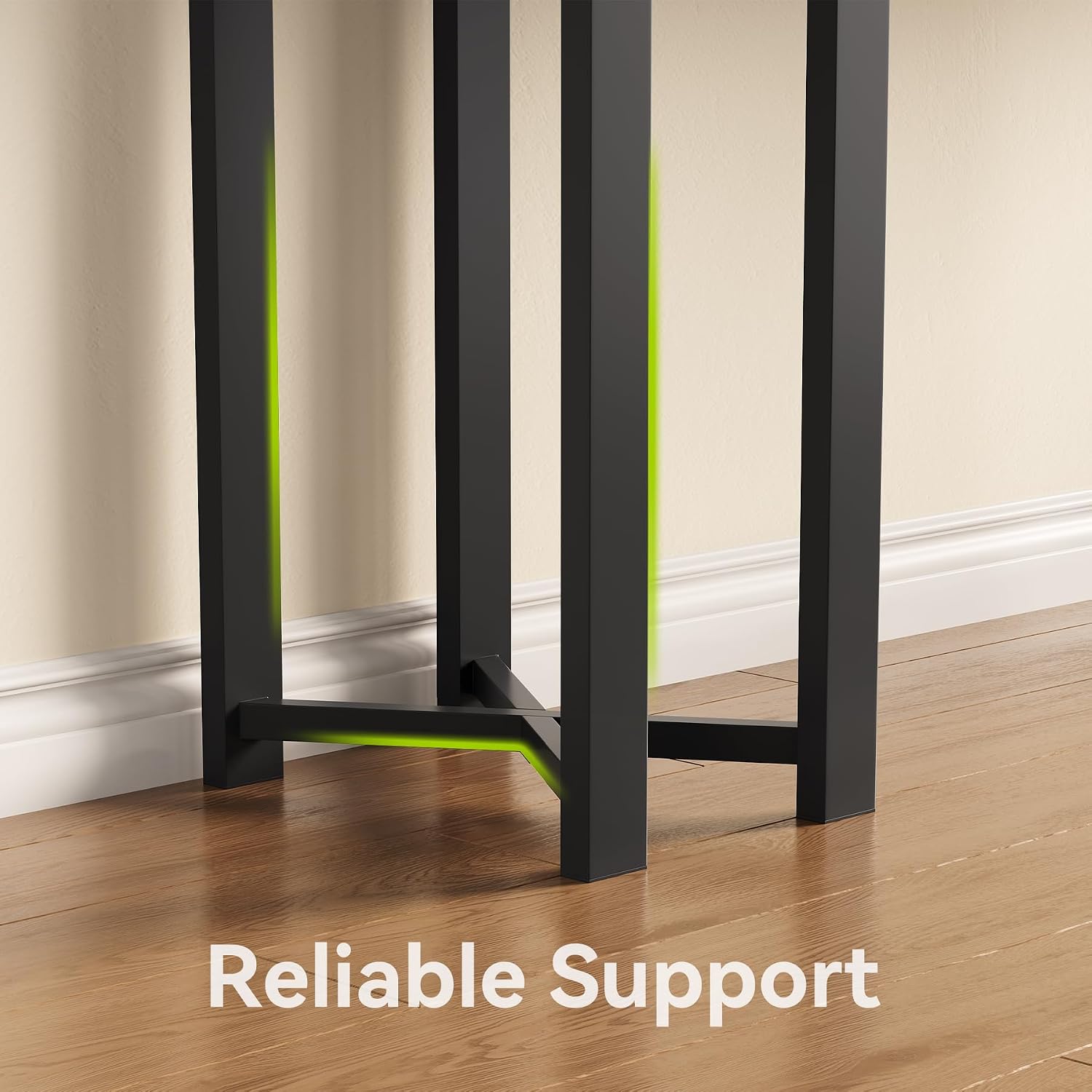 Robuster Landhaus Konsolentisch, 160 cm schmal mit Metallgestell für Flur und Home-Office