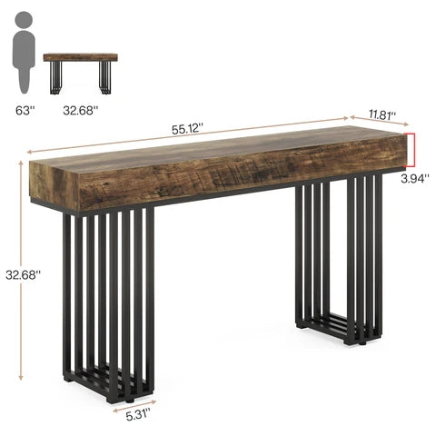 140 CM Konsolentisch, moderner Eingangstisch mit Metallbeinen