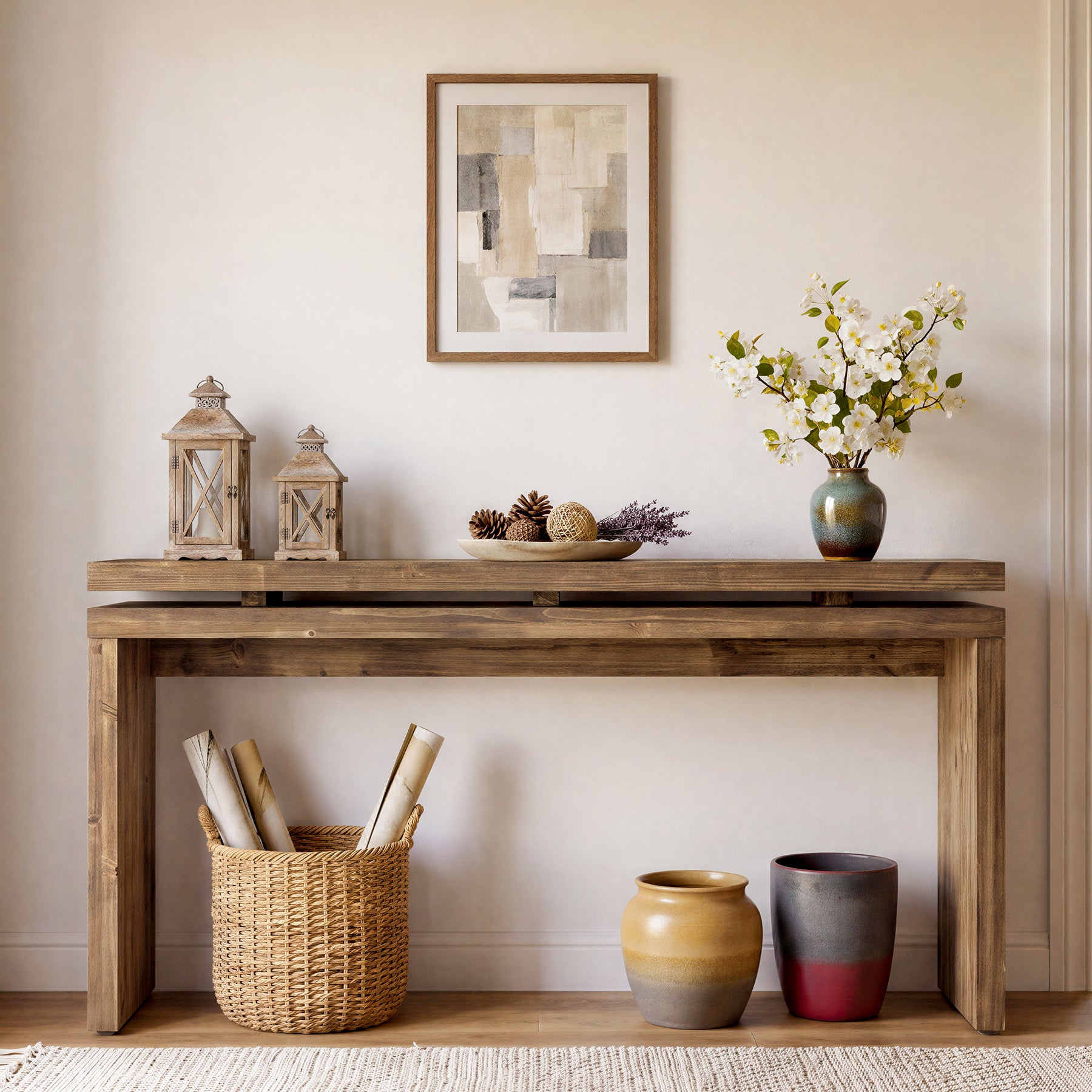 Tribesigns Konsolentisch aus Massivholz 160 cm, Schmaler Flurtisch im Landhausstil