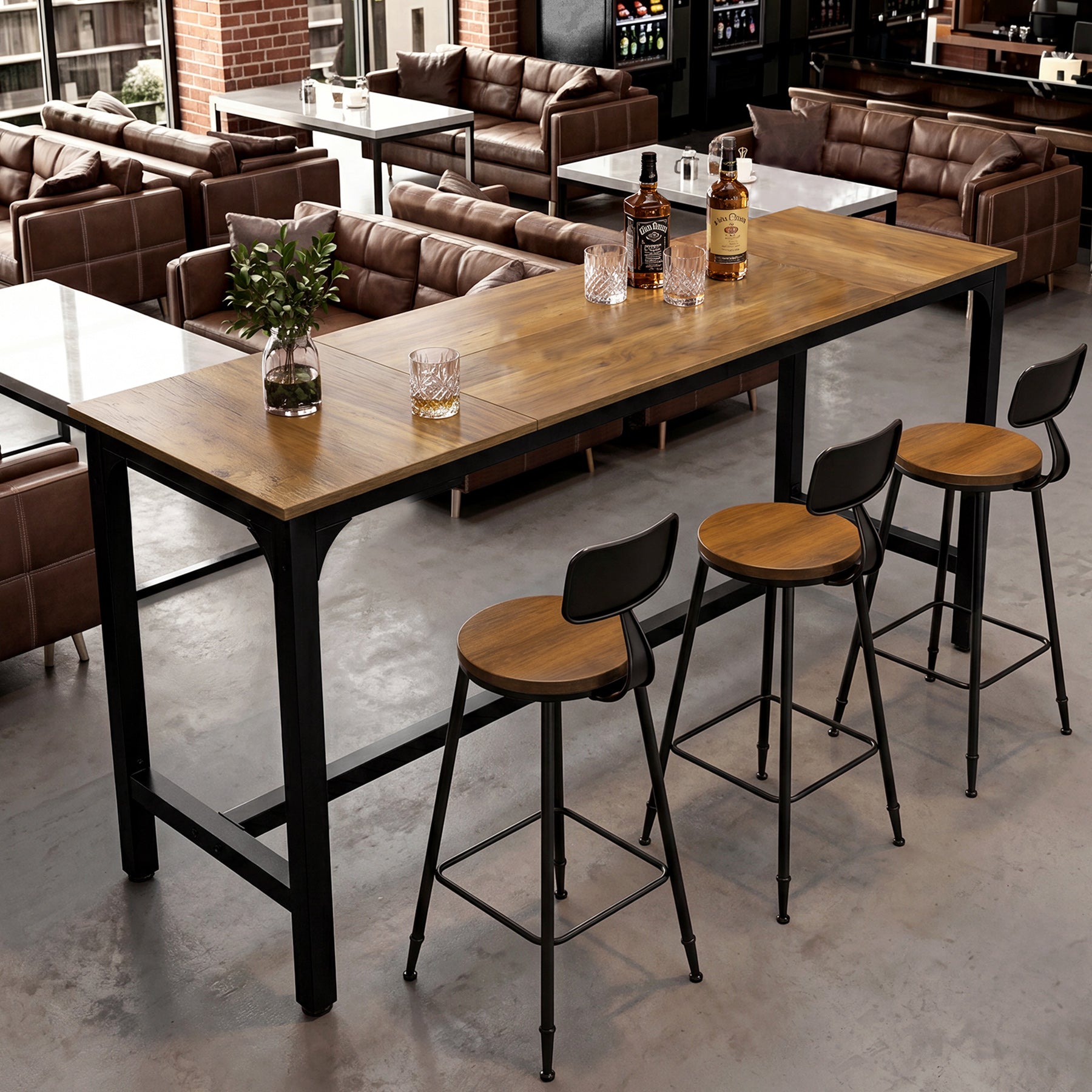 Tribesigns Bartisch 180 cm für 6–8 Personen, Hochtisch mit Metallgestell & Fußstütze