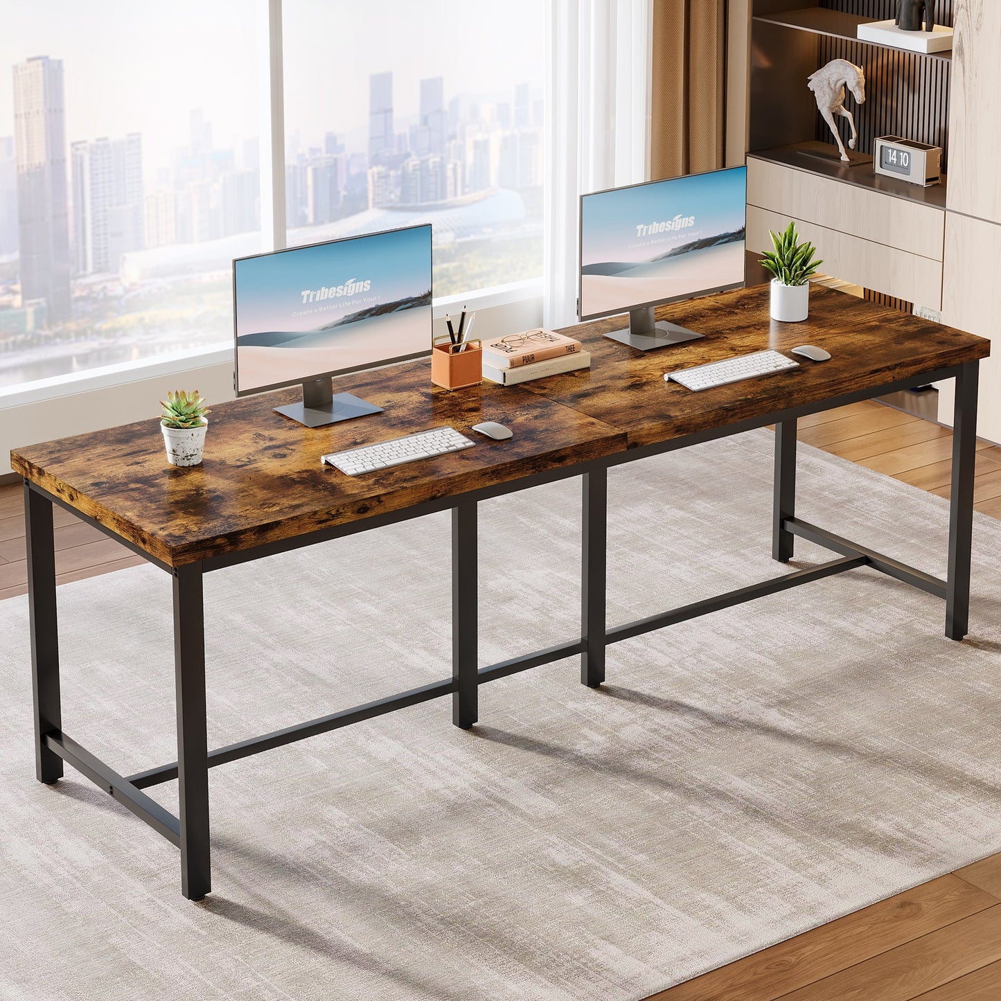 Doppelschreibtisch, Bürotisch für Arbeitszimmer, Schlafzimmer, Home Office