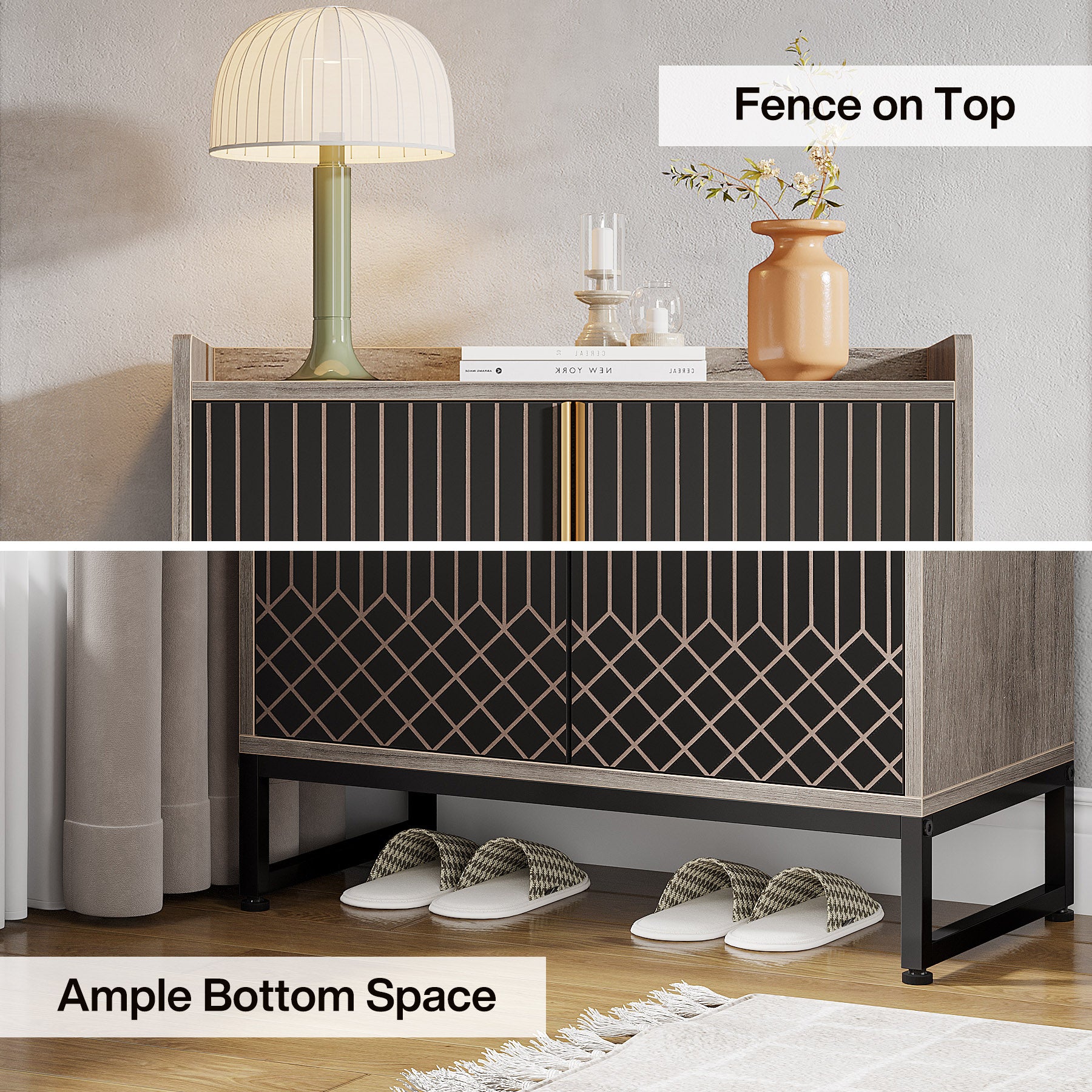 Moderner Schuhschrank mit Türen, 5-stöckiger moderner Schuhregal-Organizer