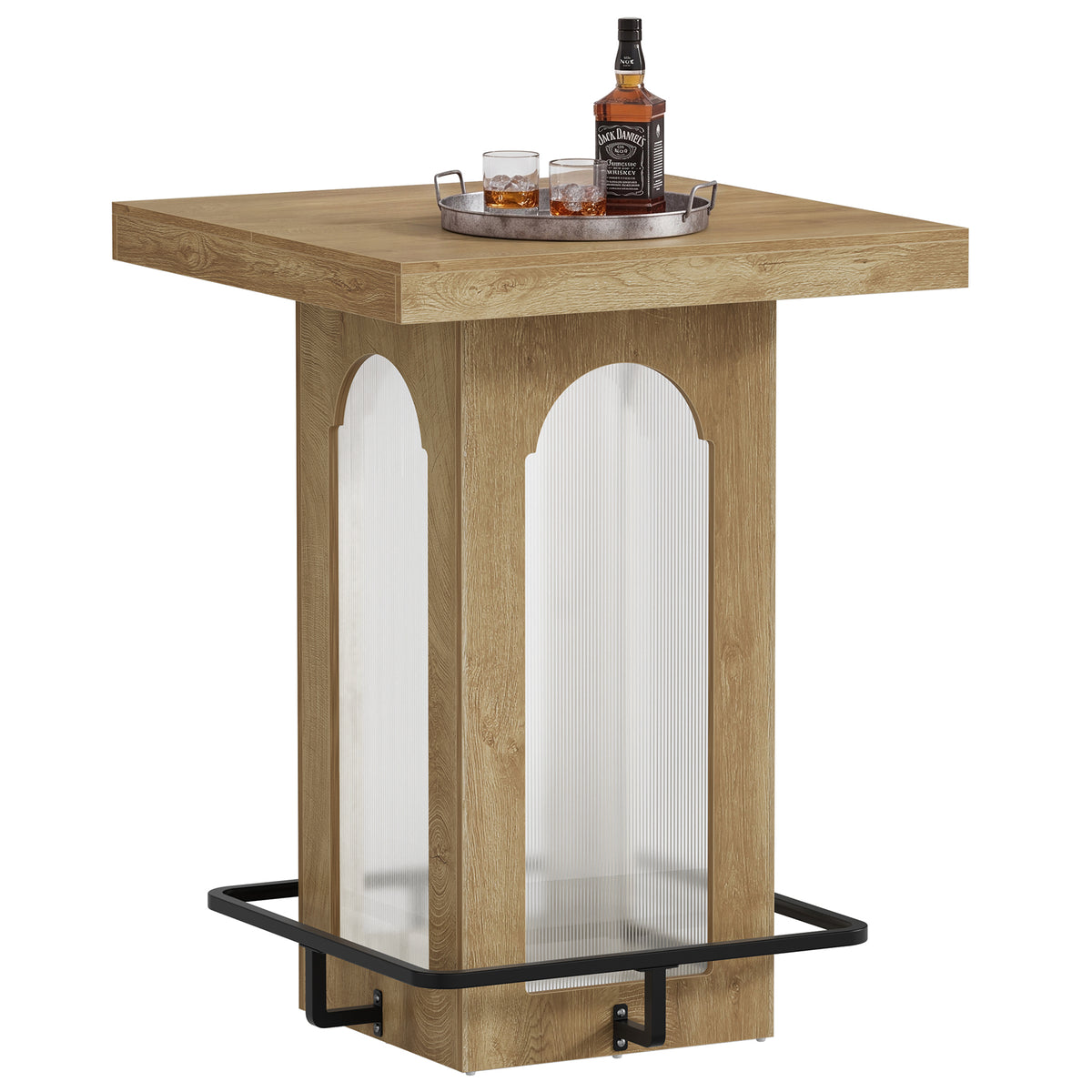 Tribesigns Bartisch 80 cm mit RGB-Beleuchtung, quadratischer Stehtisch