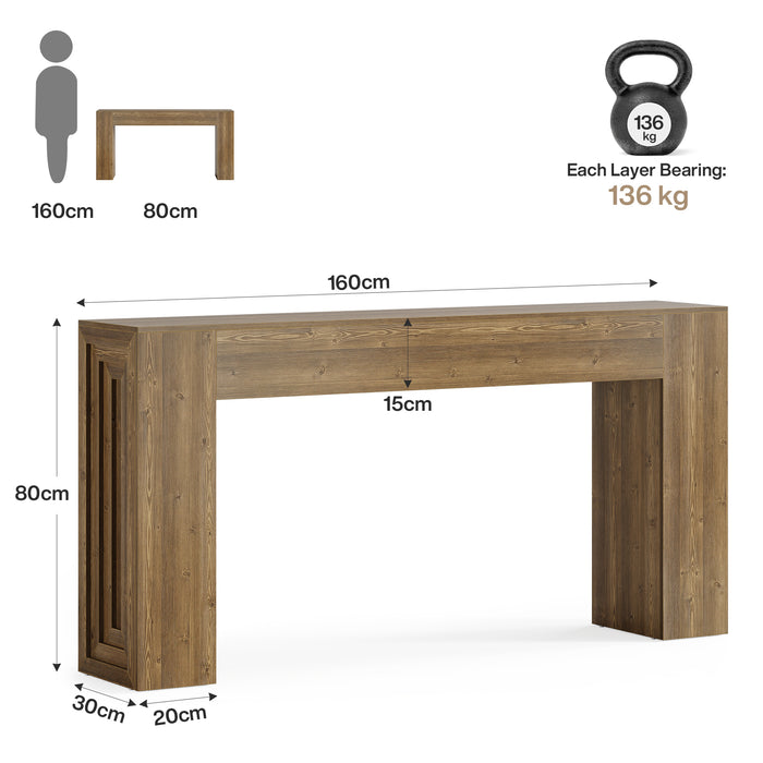 160 cm Konsolentisch, rustikaler Sofatisch, Flurtisch mit stabilen Beinen