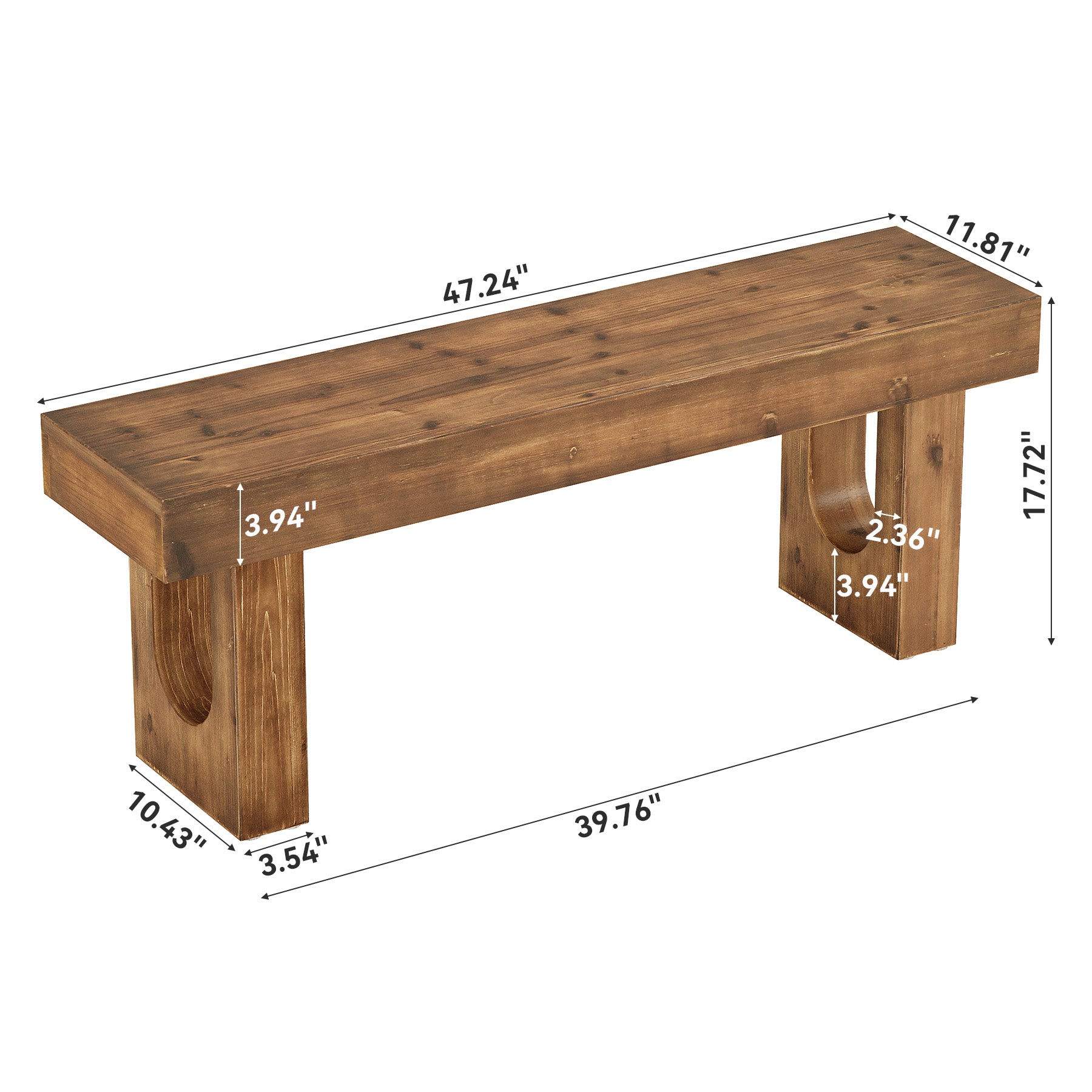 Tribesigns Massivholz Sitzbank 120 cm, Flurbank aus Tannenholz mit stabilem U-Gestell