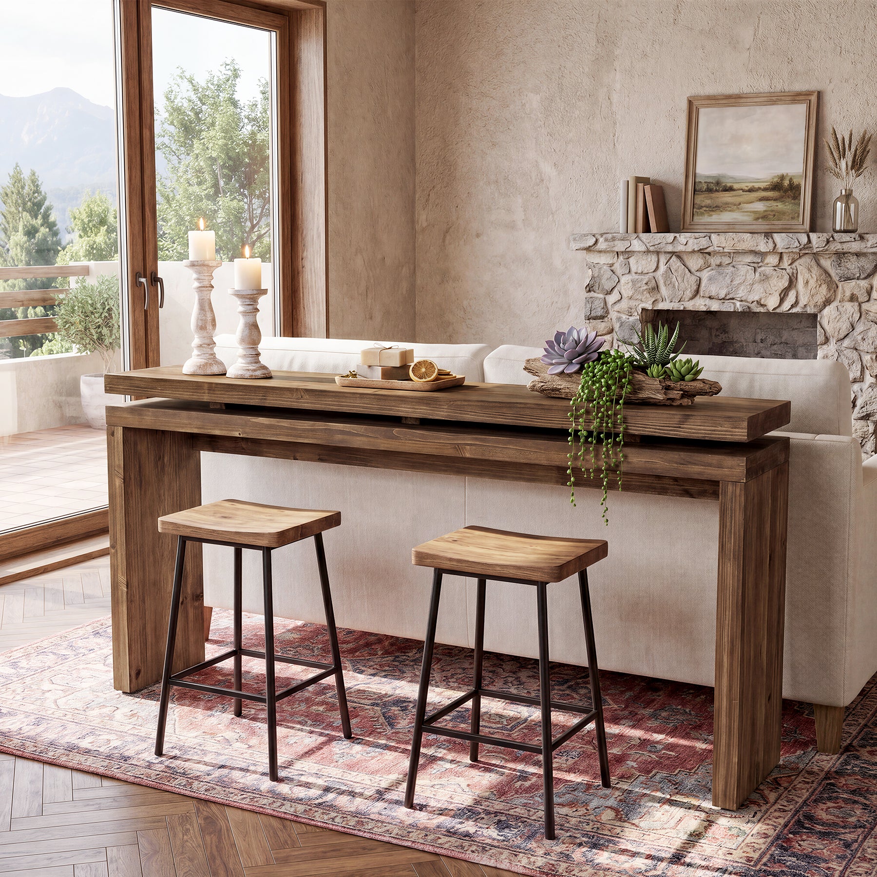 Tribesigns Konsolentisch aus Massivholz 160 cm, Schmaler Flurtisch im Landhausstil