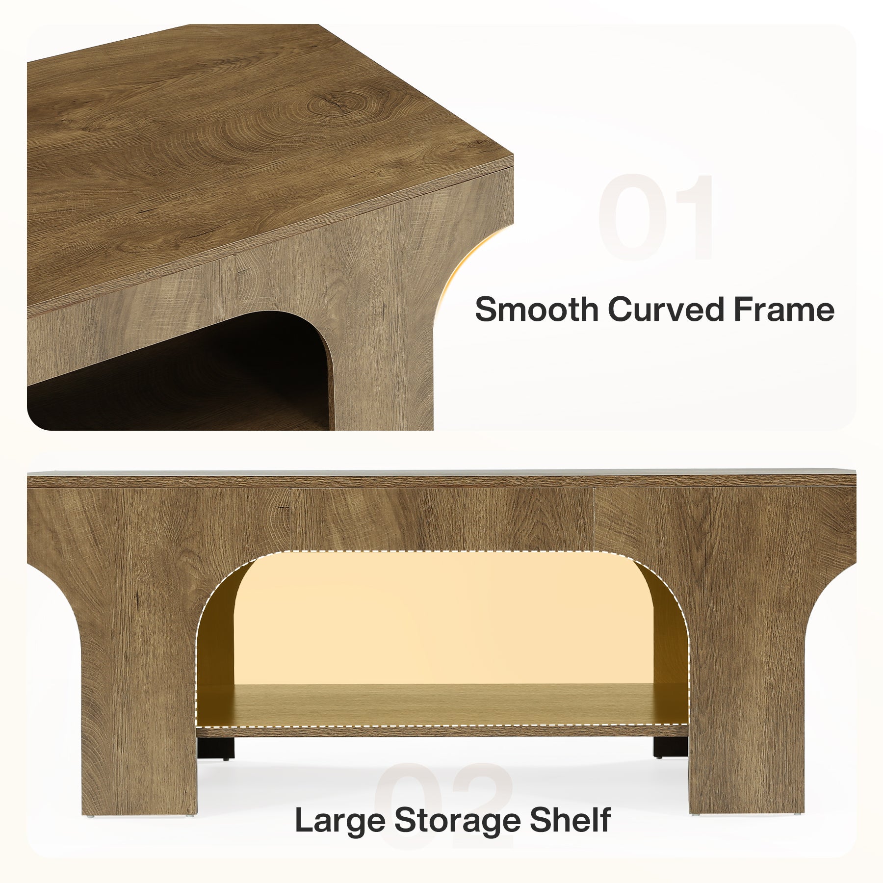 Tribesigns Rechteckiger Couchtisch 120 cm, moderner 2 Ebenen Wohnzimmertisch mit Stauraum