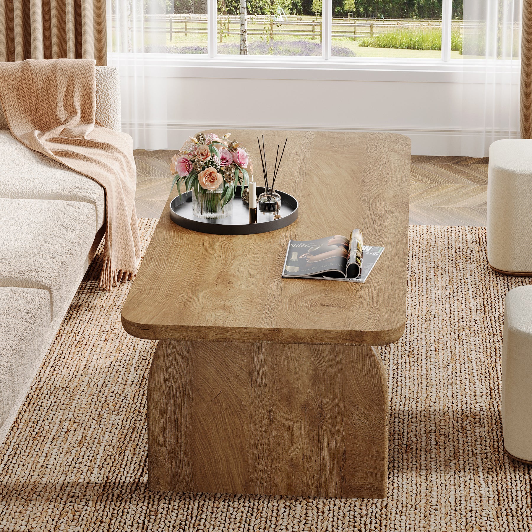 120 cm Couchtisch, Bauernhaus-Mitteltisch, niedriger Cocktail-Teetisch