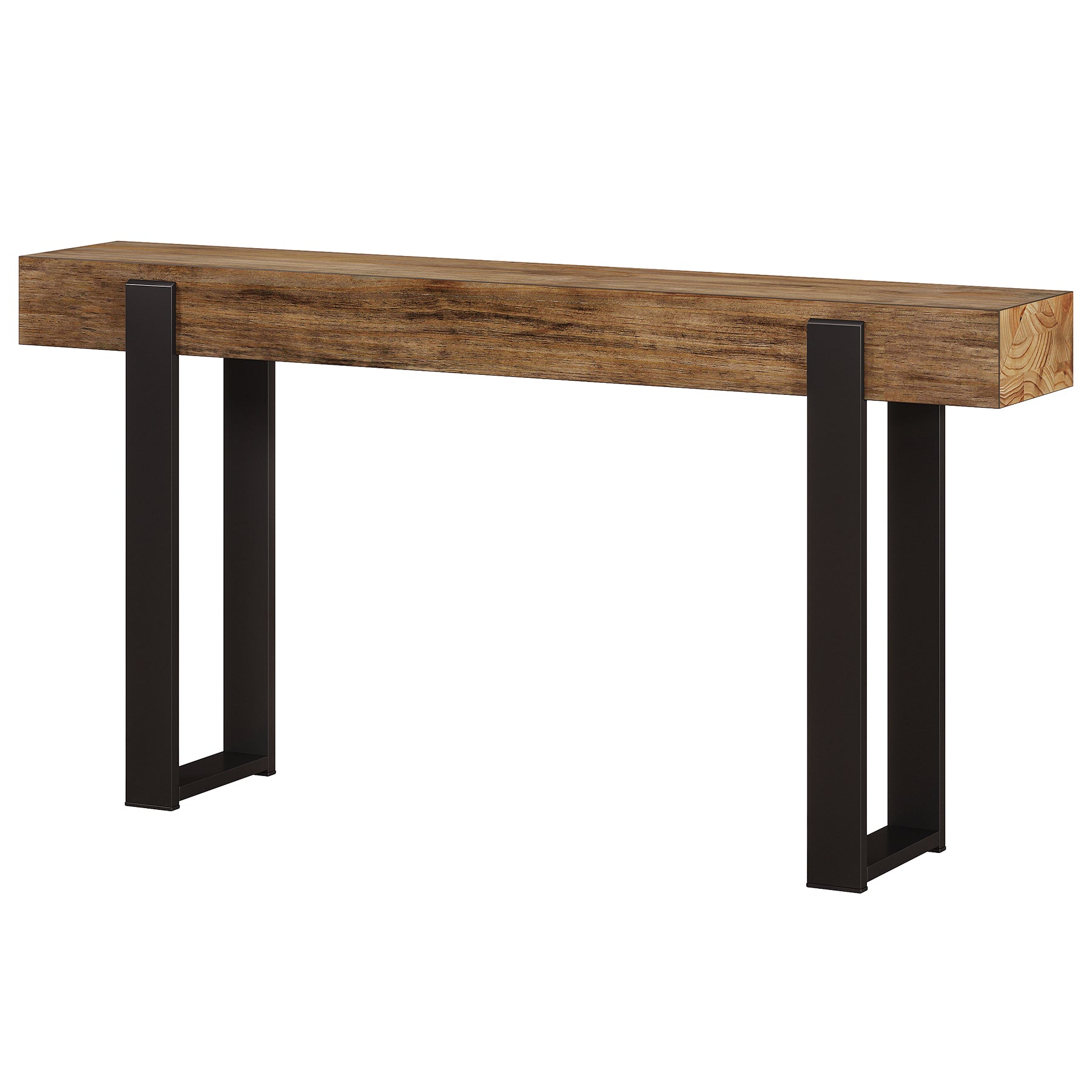 Tribesigns Schmaler Konsolentisch 160 cm, Massivholz Sofatisch mit Metallbeinen, Flurtisch im Industrial-Landhausstil