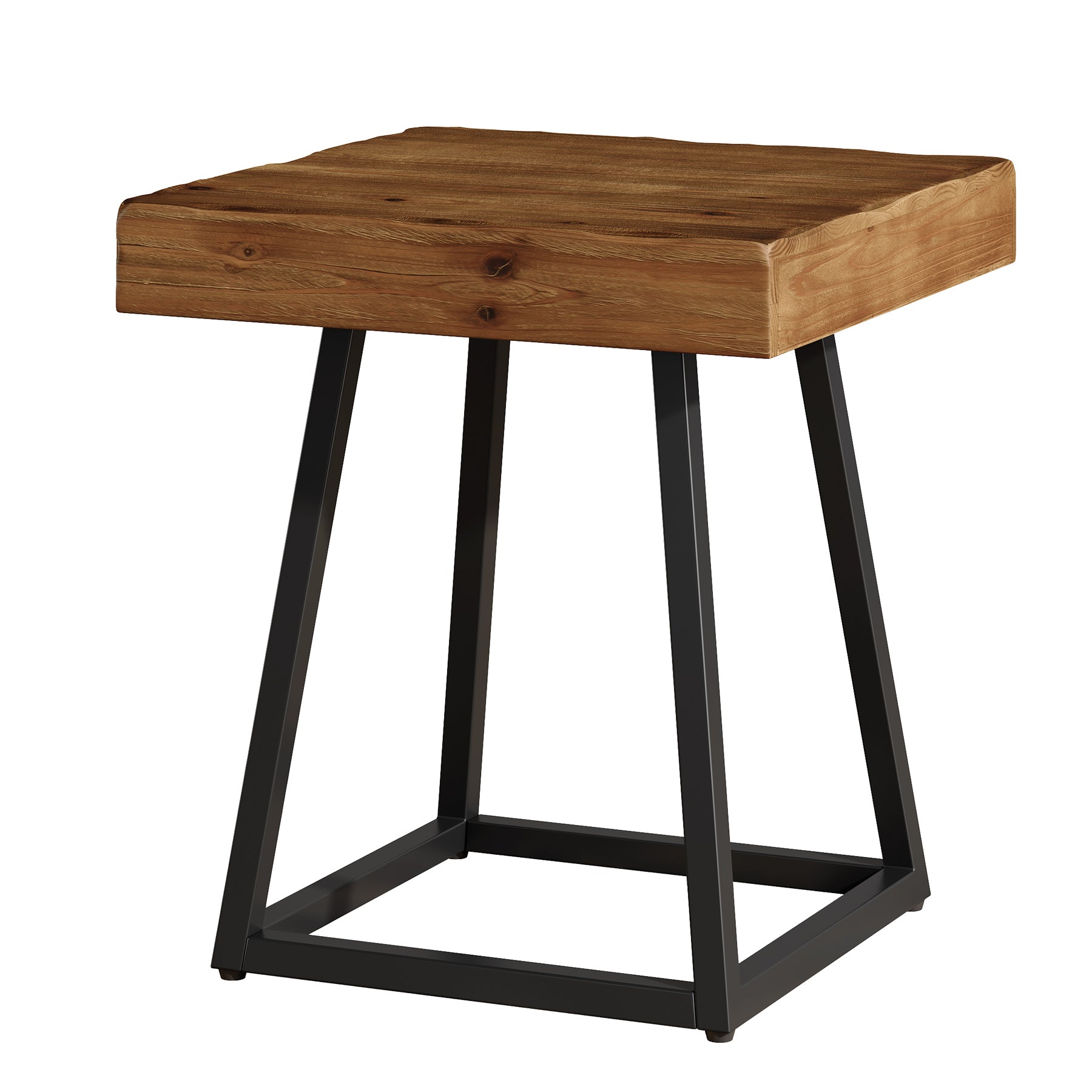 Tribesigns Beistelltisch aus Massivholz 50 cm, Quadratischer Nachttisch mit Metallgestell