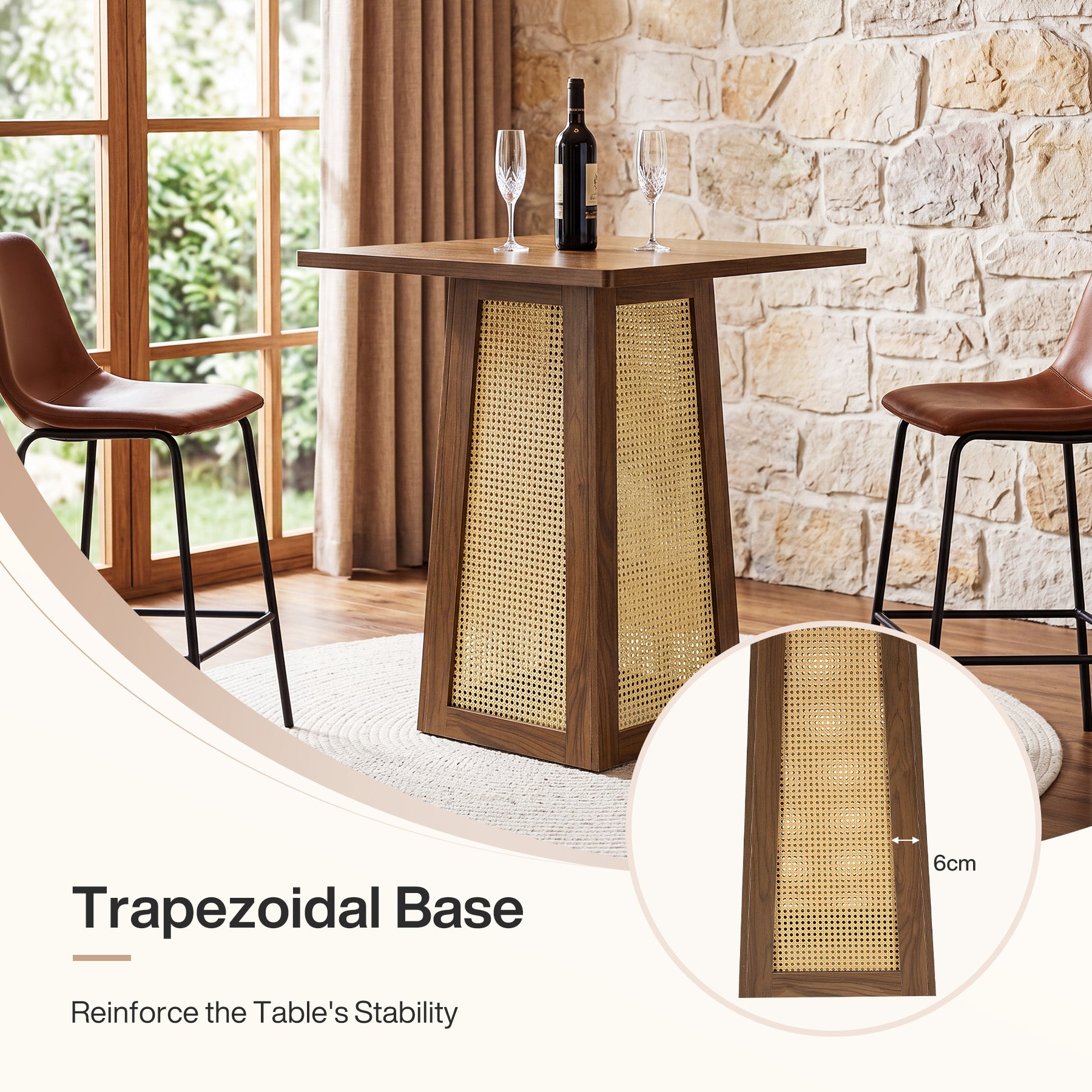 Tribesigns Bartisch 80 x 80 cm mit Sockelfuß, Küchen-Bartisch für 2–4 Personen im Landhausstil