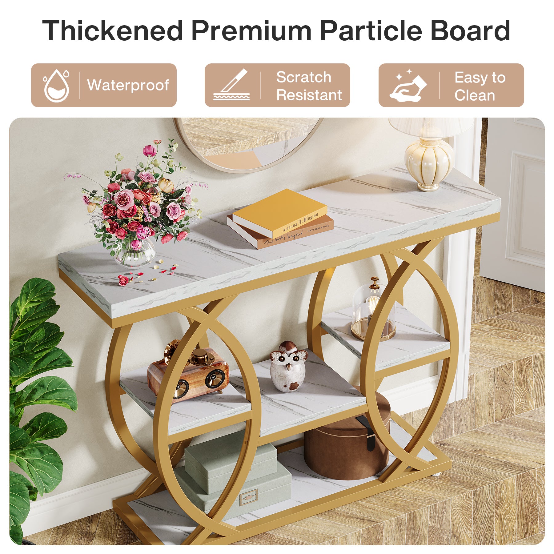 100cm Konsolentisch, 4-stufiger Sofatisch, Eingangstisch mit Ablageflächen