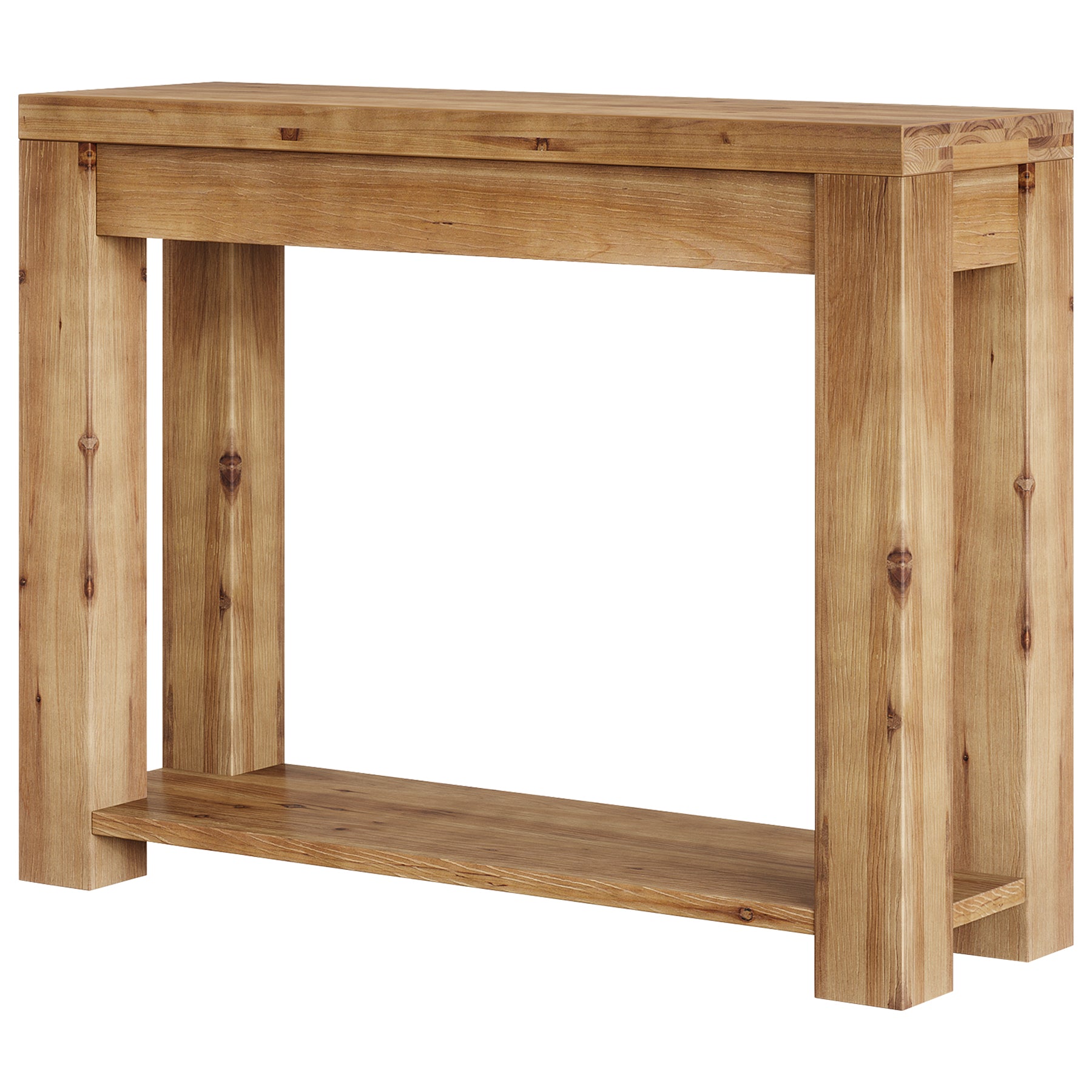 Tribesigns Konsolentisch aus Massivholz 110 cm, Schmaler Flurtisch mit 2 Ablagen