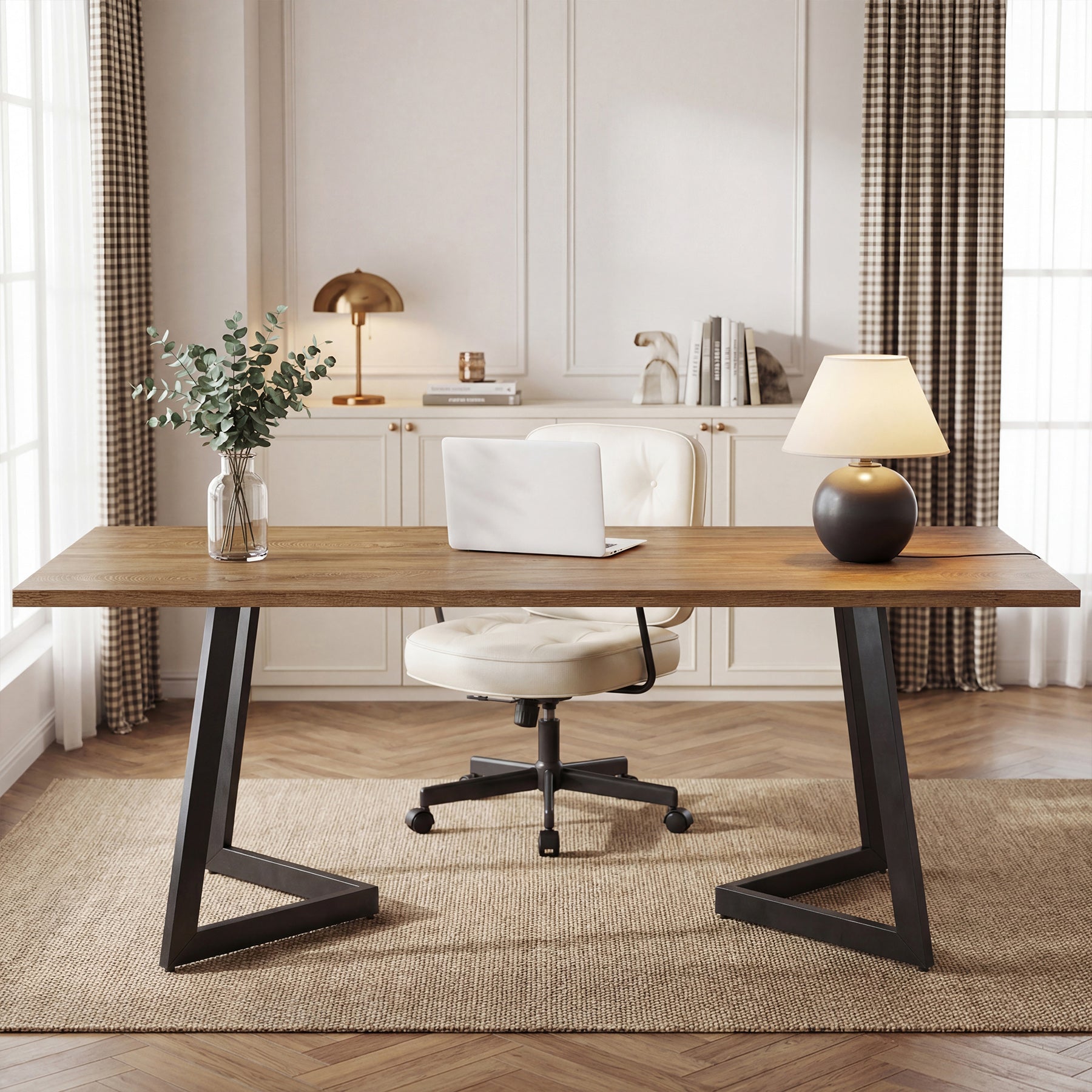 Tribesigns Schreibtisch 158 cm, Industrial Computertisch mit V-förmigem Metallgestell
