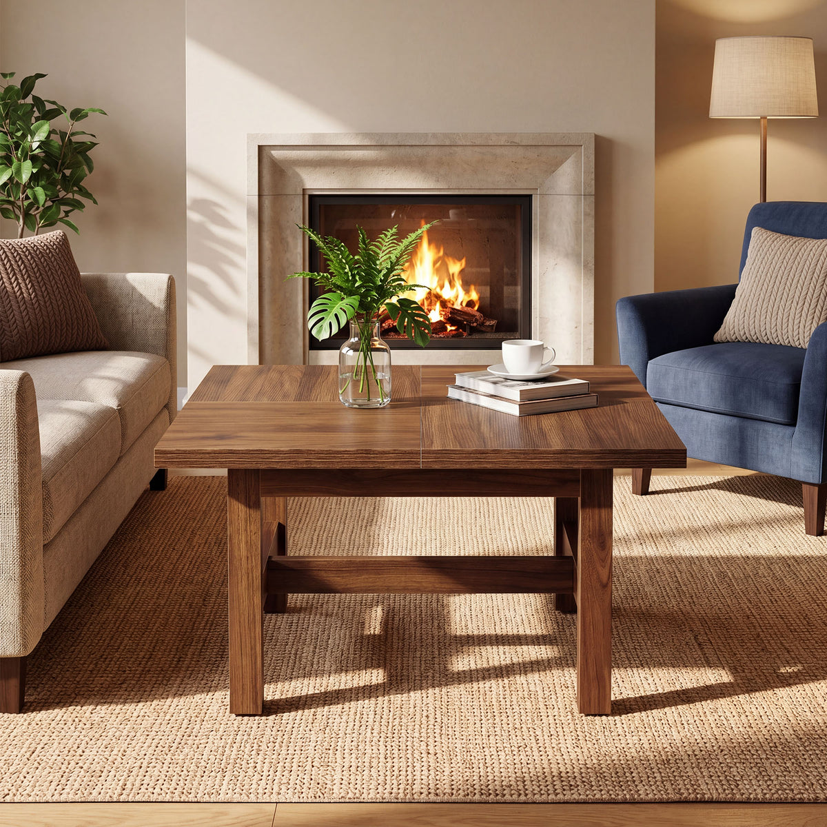 Tribesigns Quadratischer Couchtisch 79 cm, Wohnzimmertisch mit stabile