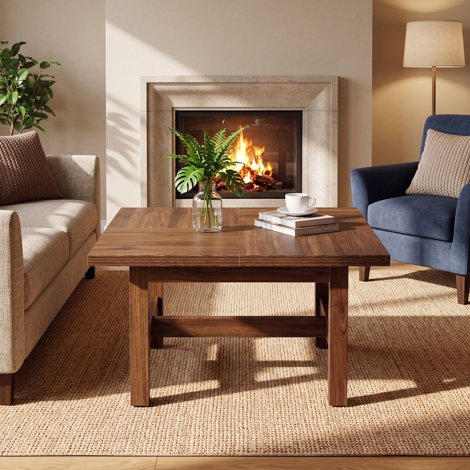 Tribesigns Quadratischer Couchtisch 79 cm, Wohnzimmertisch mit stabilen Beinen & großer Tischplatte