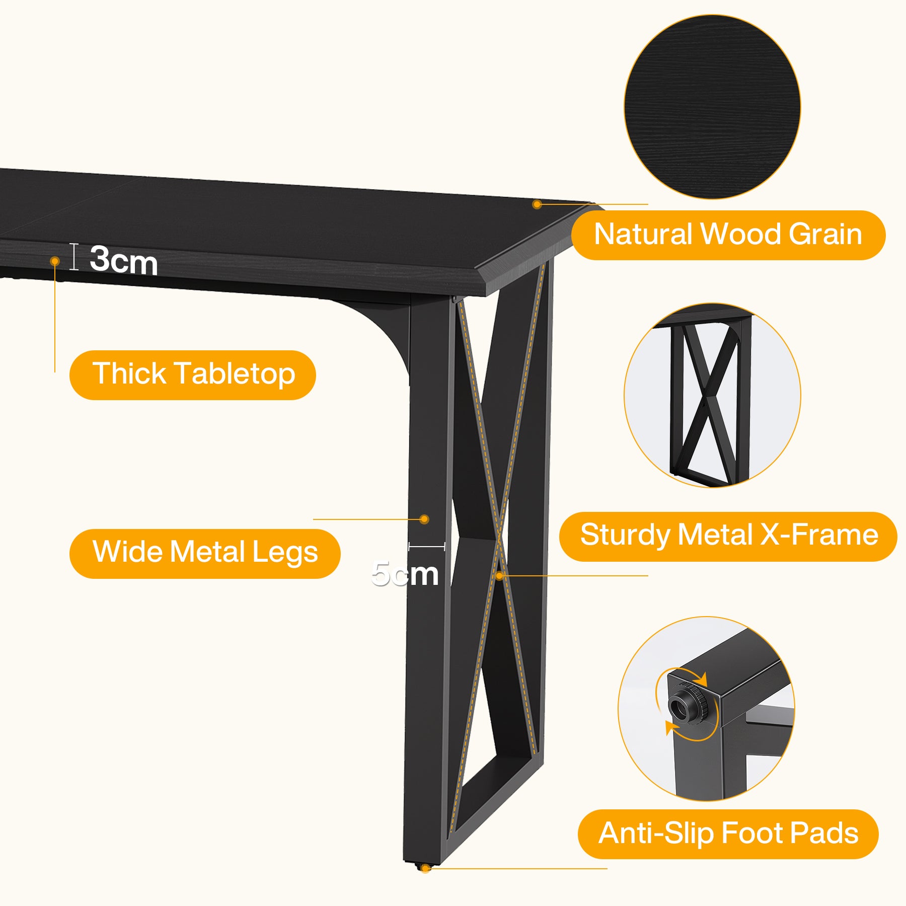 Tribesigns Bartisch 140 cm, Hochtisch im Industrial-Stil mit Metall-X-Gestell für 2–4 Personen