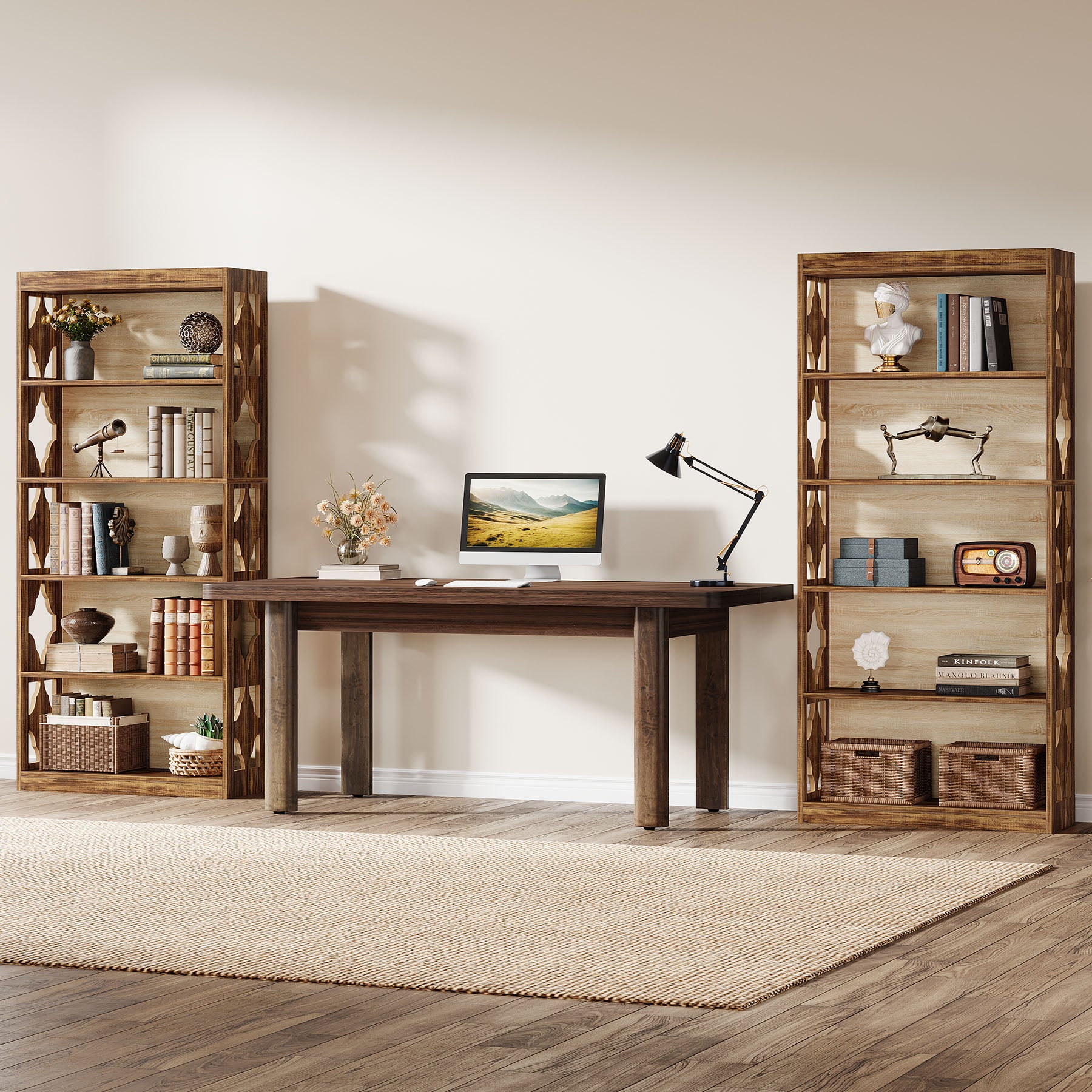 6-stöckiges Bücherregal, 179 cm Bücherregal aus Holz