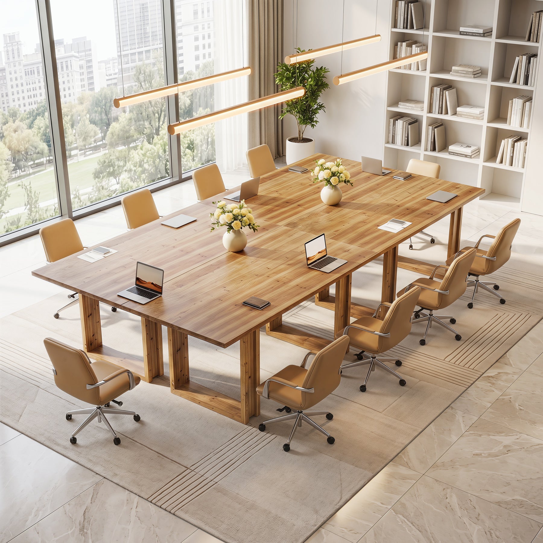 Tribesigns Massivholz Schreibtisch 160 cm, großer Home Office Tisch aus Tannenholz, Executive Desk im Landhausstil