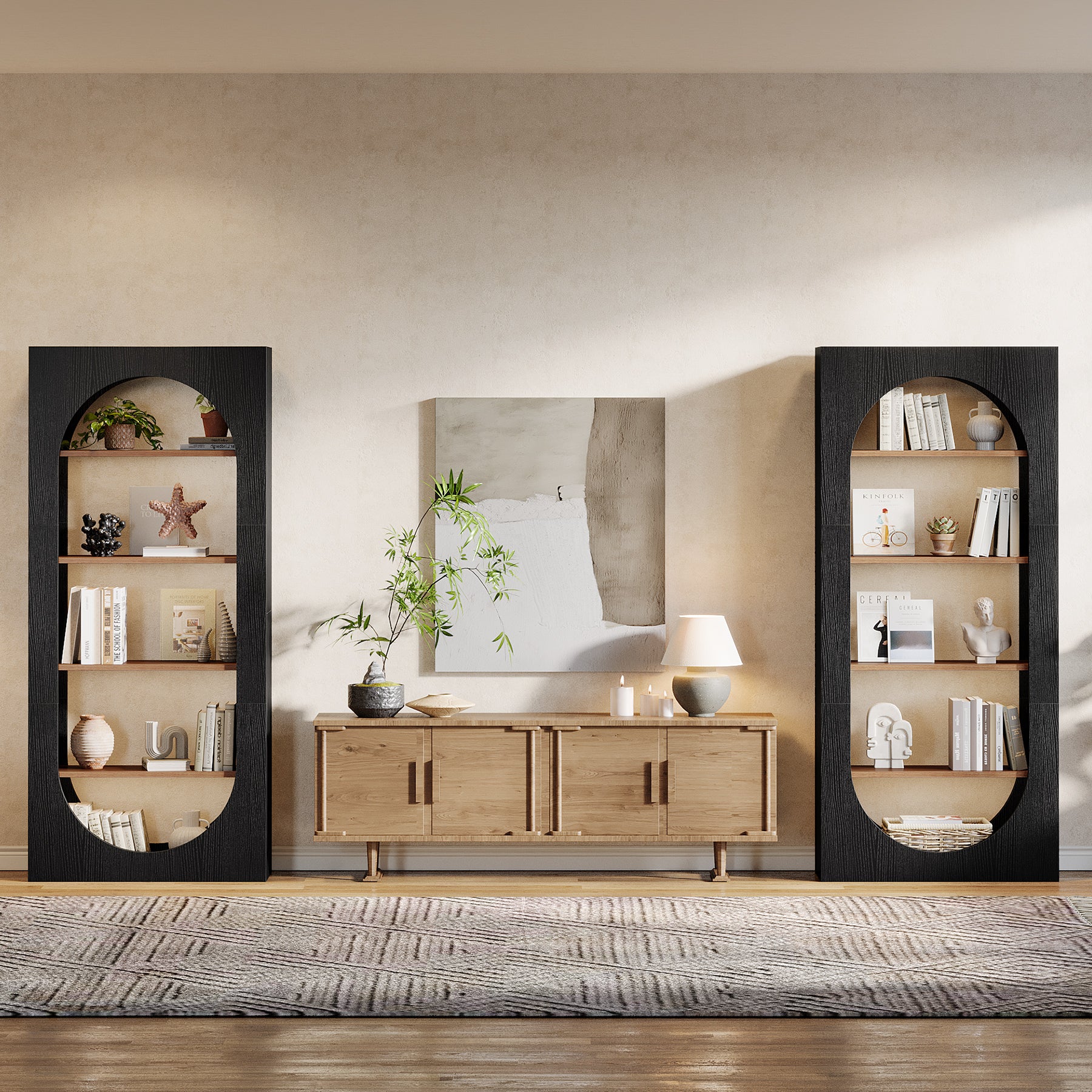 Tribesigns Bücherregal 180 cm, 5 Ebenen mit Rundbogen, Schmales Standregal mit viel Stauraum