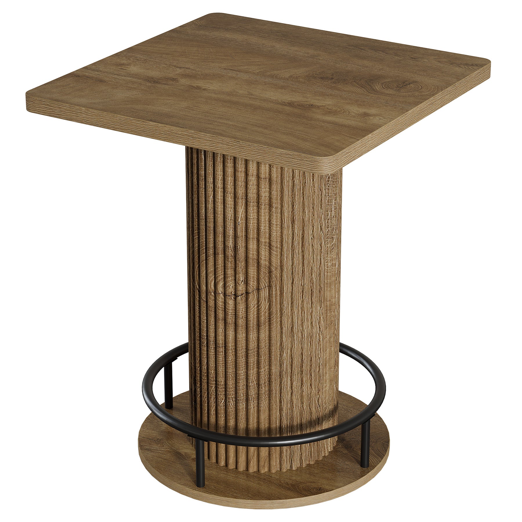 Tribesigns Bartisch 70 × 70 cm, Quadratischer Stehtisch mit Metall-Fußstütze im Vintage-Landhausstil