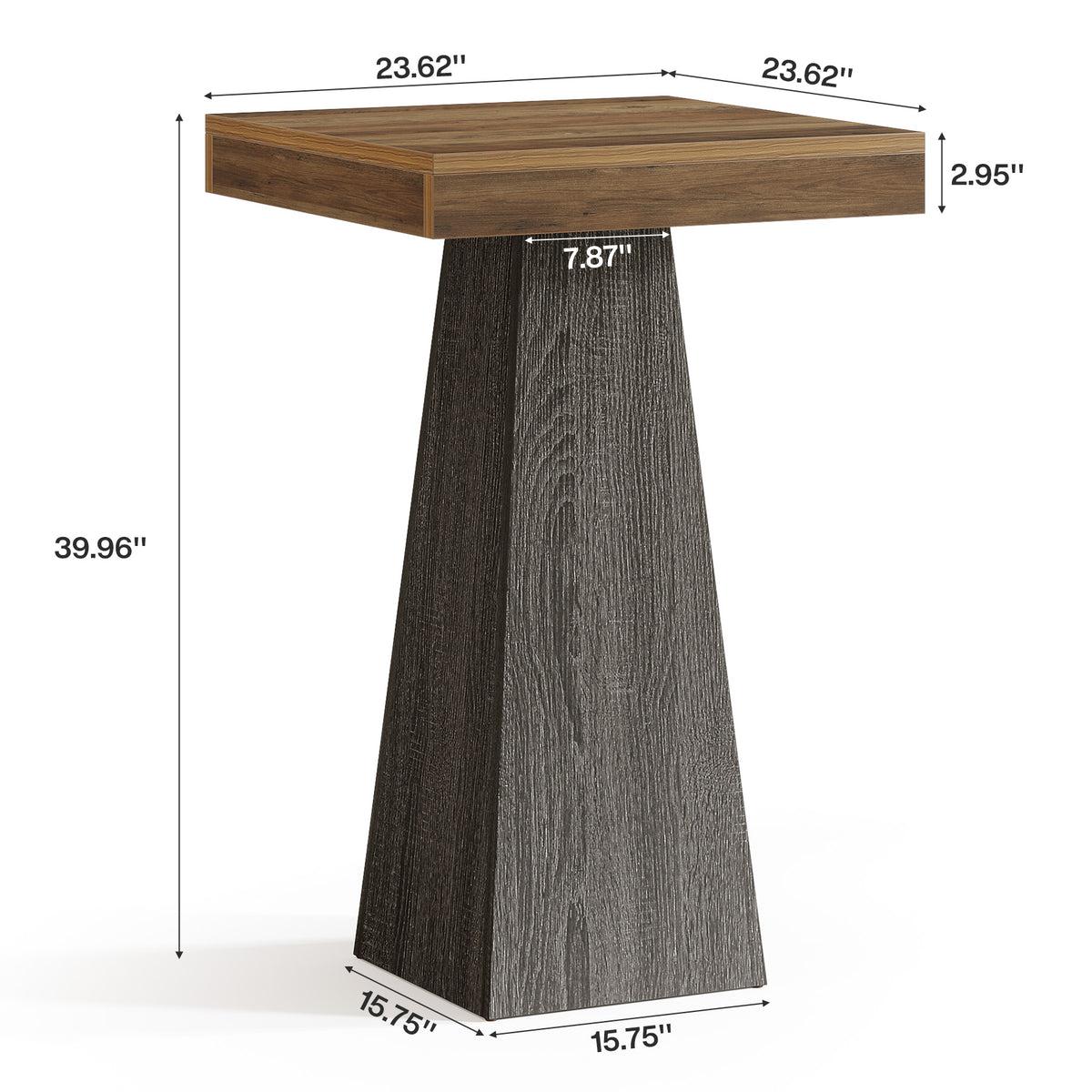 Tribesigns Bartisch 102 cm hoch, Quadratischer Stehtisch für kleine Räume mit stabilem Standfuß