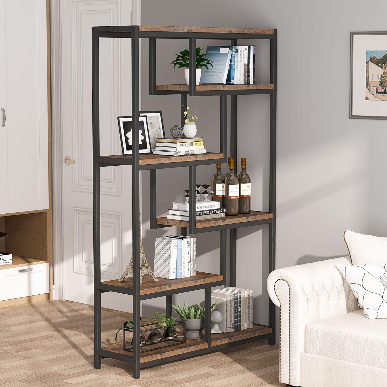 5-stöckiges Bücherregal, freistehendes Bücherregal Etagere