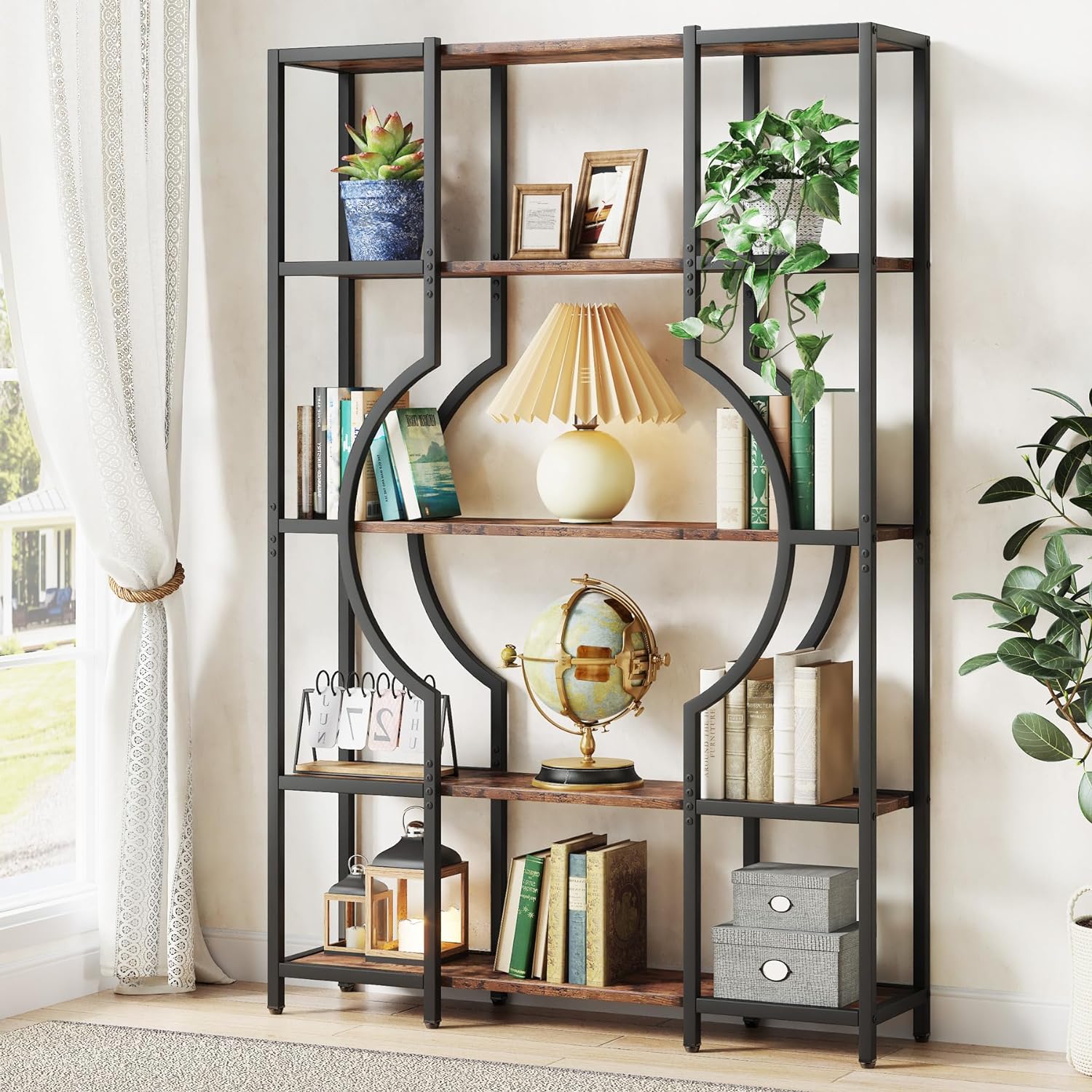5-stöckiges Bücherregal - Vintage-Stil mit 12 offenen Fächern