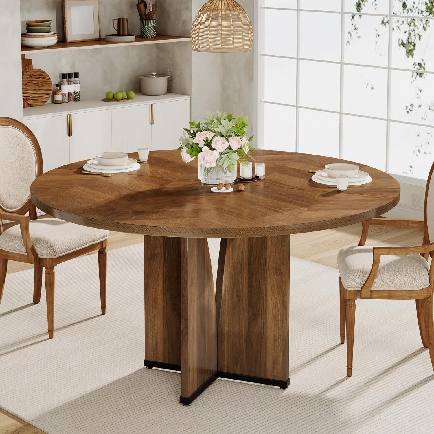 100 cm Esstisch aus Holz, Küchentisch im Landhausstil für 4 Personen