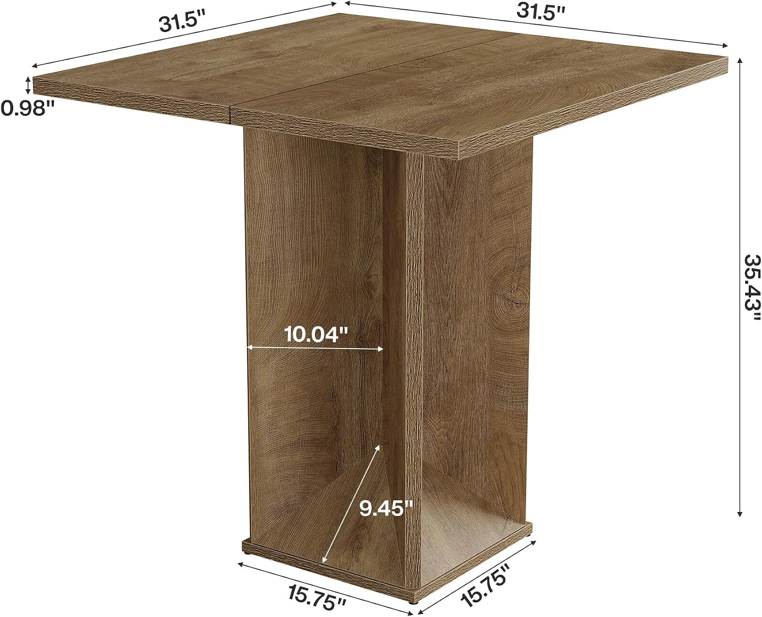 Tribesigns Quadratischer Bartisch 80 cm in Thekenhöhe, moderner Bistrotisch mit Säulenfuß für Küche, Esszimmer & Café