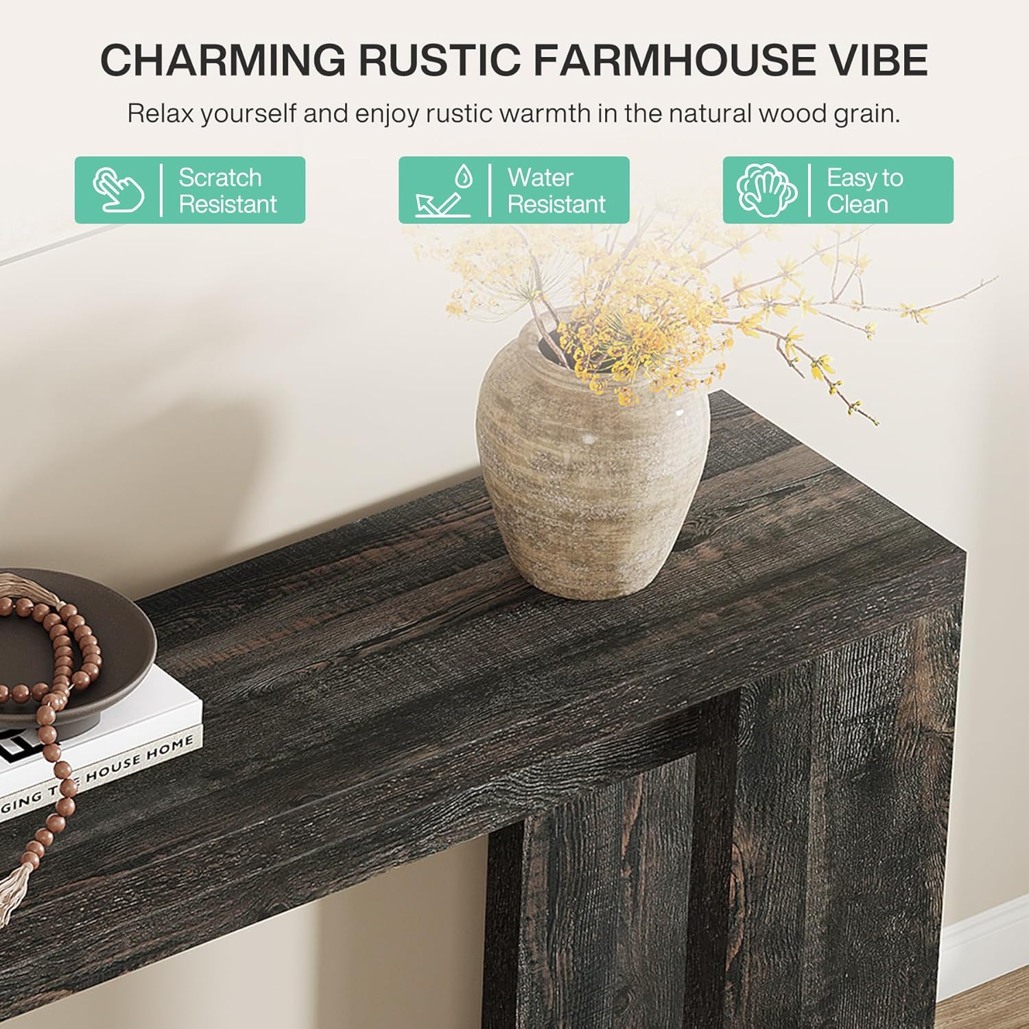 Konsolentisch, 160 cm, Sofatisch aus Holz im Landhausstil, Flurtisch