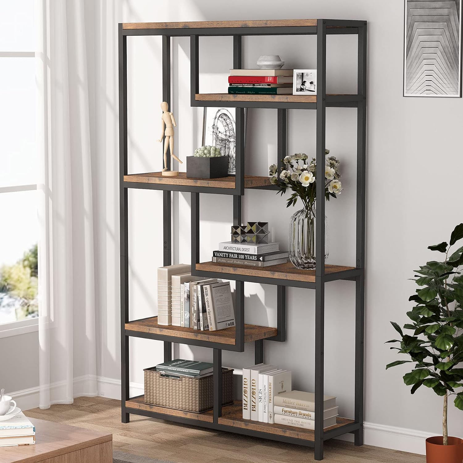 5-stöckiges Bücherregal, freistehendes Bücherregal Etagere