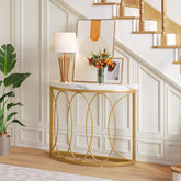 Gold Konsolentisch - Beistelltisch mit Metallgestell und Halbmond-Design 3