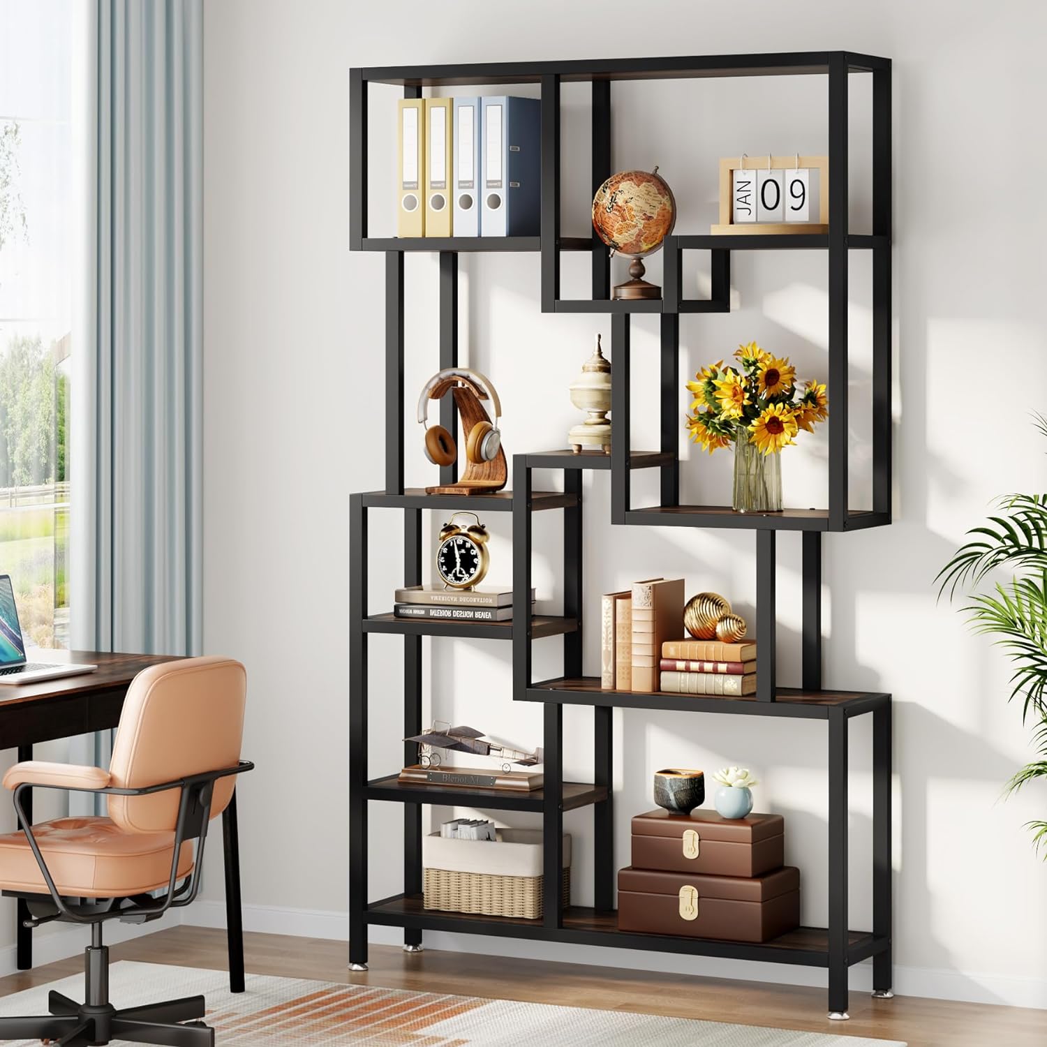 7-stöckiges Bücherregal -180cm hoch Holz Bücherregal
