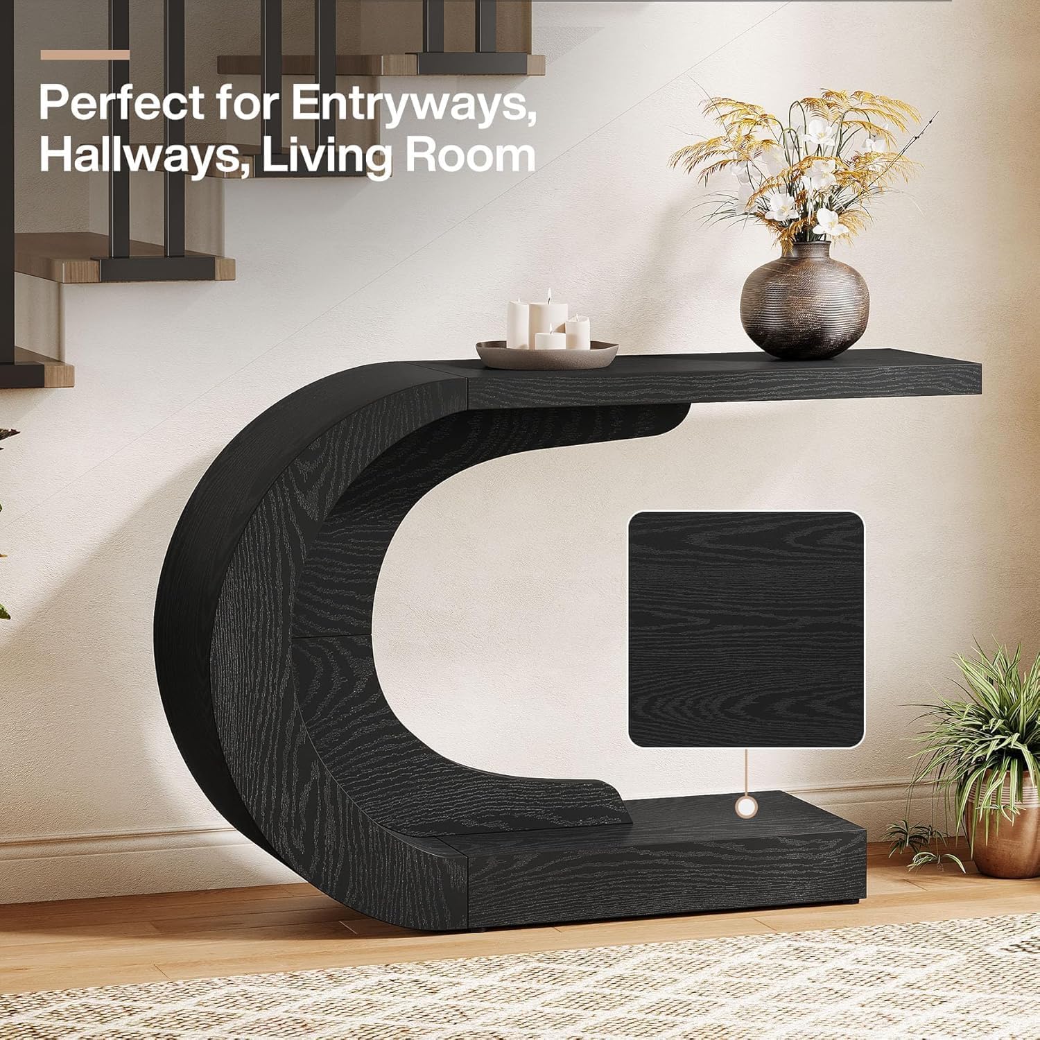 110 cm C-förmiger Mid-Century Modern-Konsolentisch für den Eingangsbereich